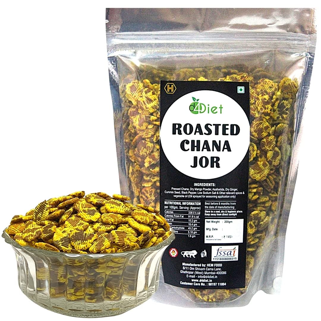 D4Diet Roasted Chana Jor, 1kg / Soft Textured, Protein Rich, Gluten Free, Vegan snack/Healthy Namkeen/Roasted Namkeen