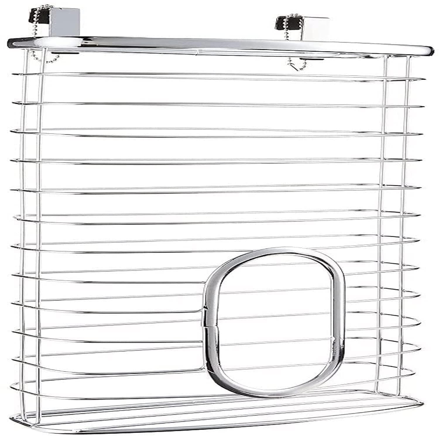 iDesign Axis Metal Over the Cabinet Plastic Bag Holder for Kitchen, Pantry, Bathroom, Dorm Room, Office, 13.6" x 8.1" x 14.8", Chrome