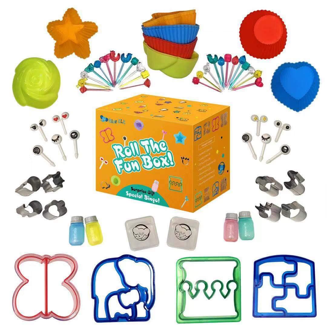 Sandwich Cutters for Kids | 65pc set of Bento Lunch Box Supplies and Accessories | Fun Healthy School Lunch Kit | Fruit and vegetable cookie cutters, picks, sandwich cutter shapes, and BONUS EBOOK