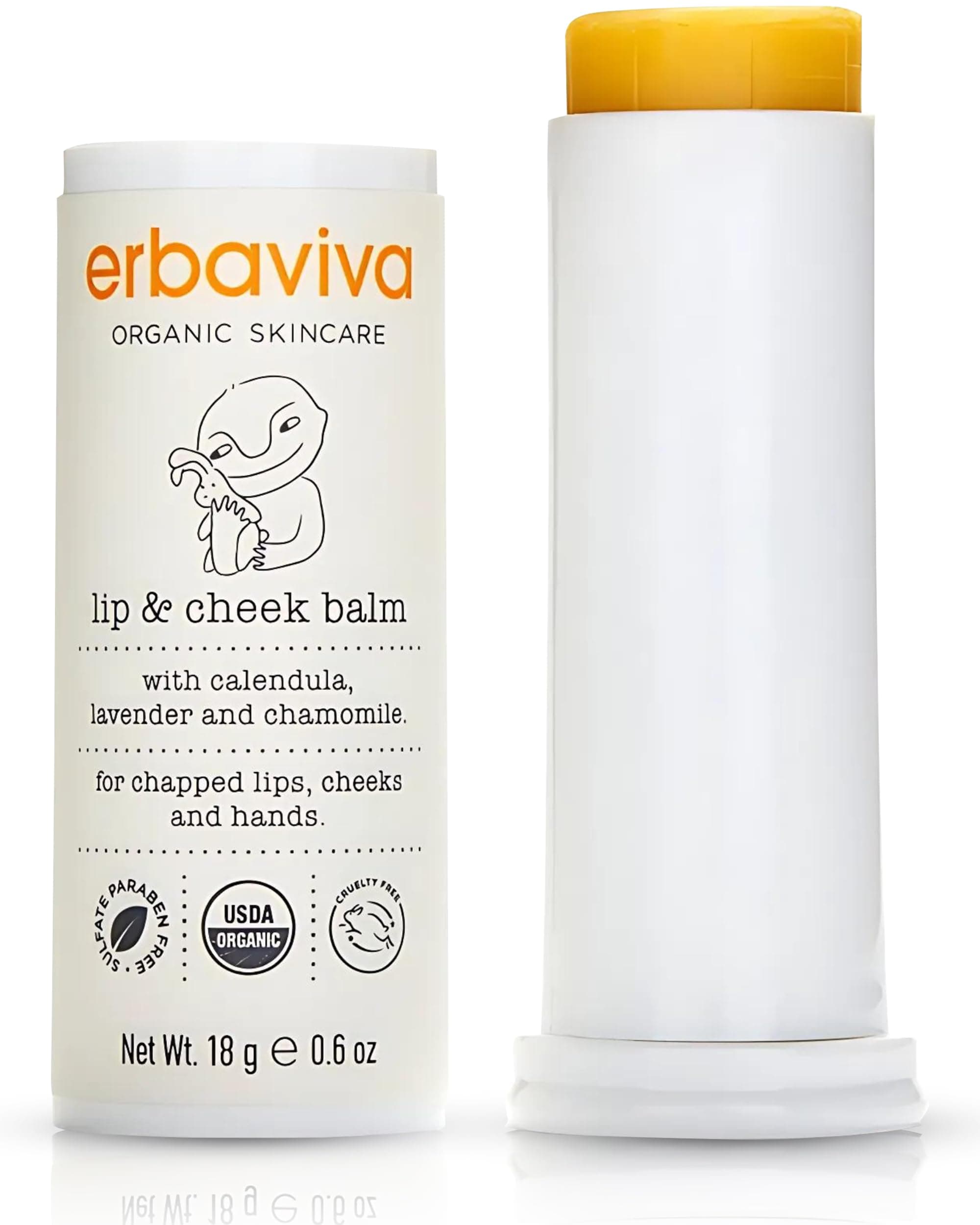 Organic Lip & Cheek Balm – Moisturizing Stick for Baby & Adults | USDA Organic, Shea Butter & Calendula for Dry, Chapped Skin | Lip, Cheek & Hand Protection