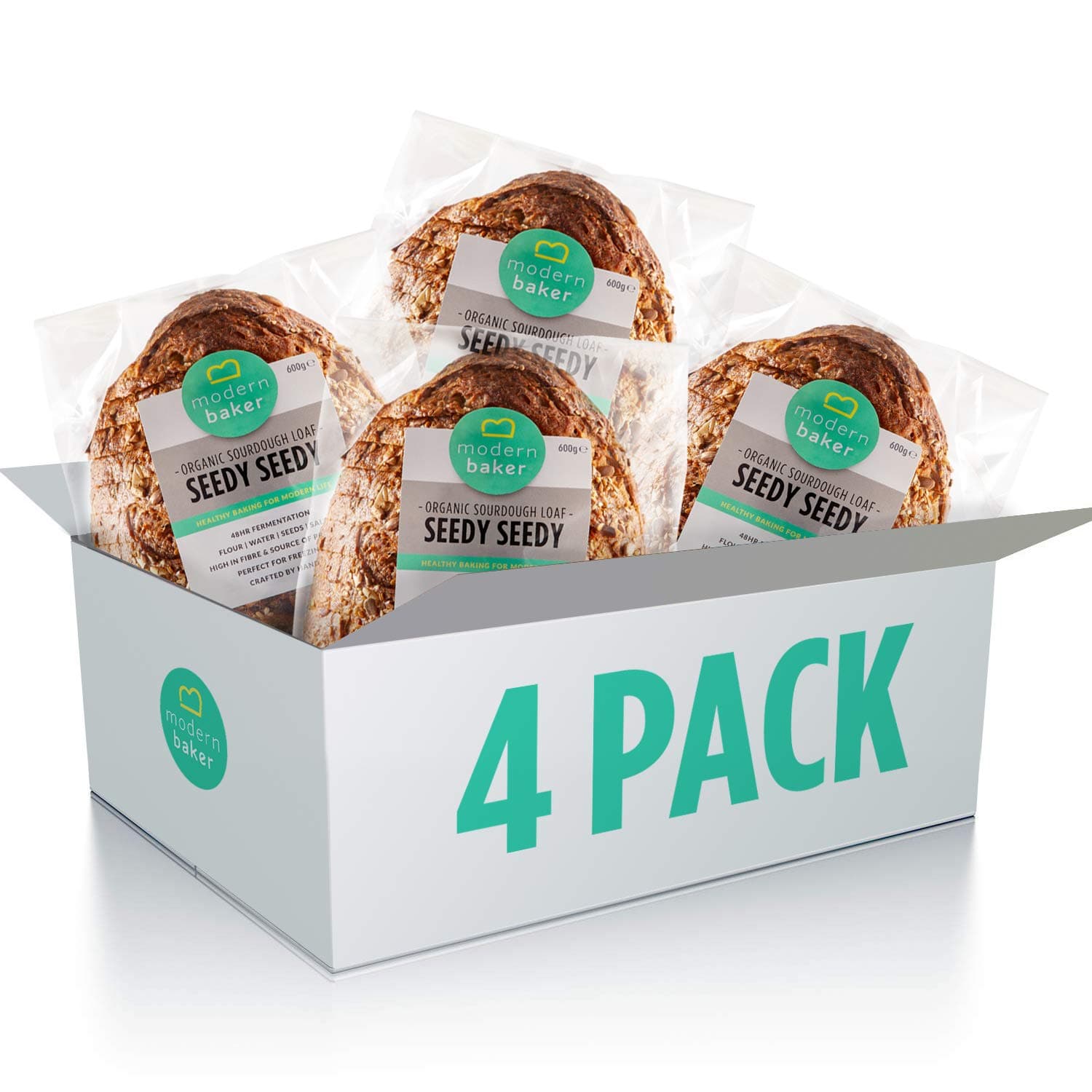 Modern Baker - Seedy Seedy, Organic Sourdough Bread 600g (Pack of 4)