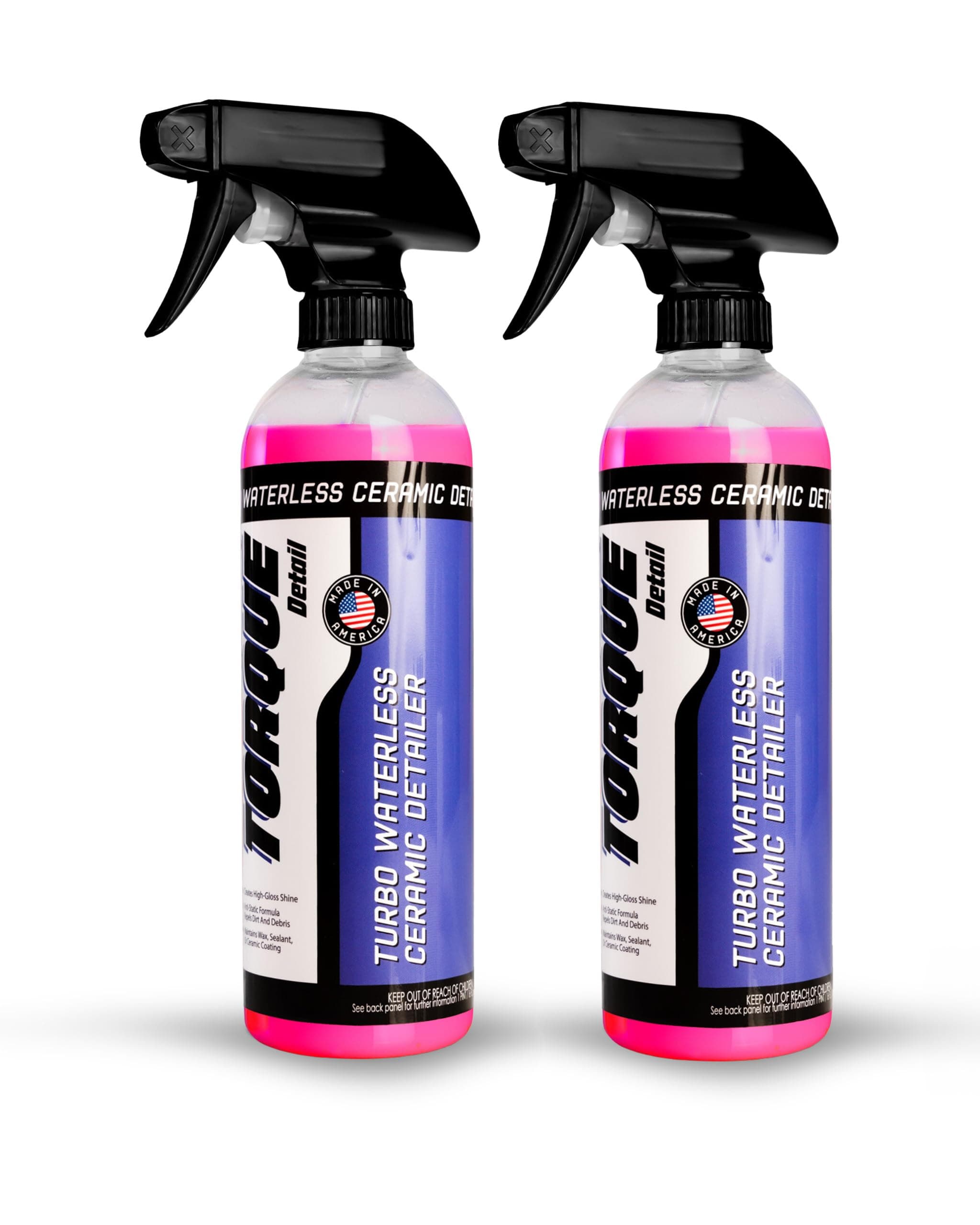 Torque Detail Ceramic Waterless Wash & Quick Detailer - Anti-Static Waterless Car Wash & Quick Detailer - High Gloss Formula, Enhances Shine of Top Coat Wax or Coating (16 fl. oz (2-Pack))