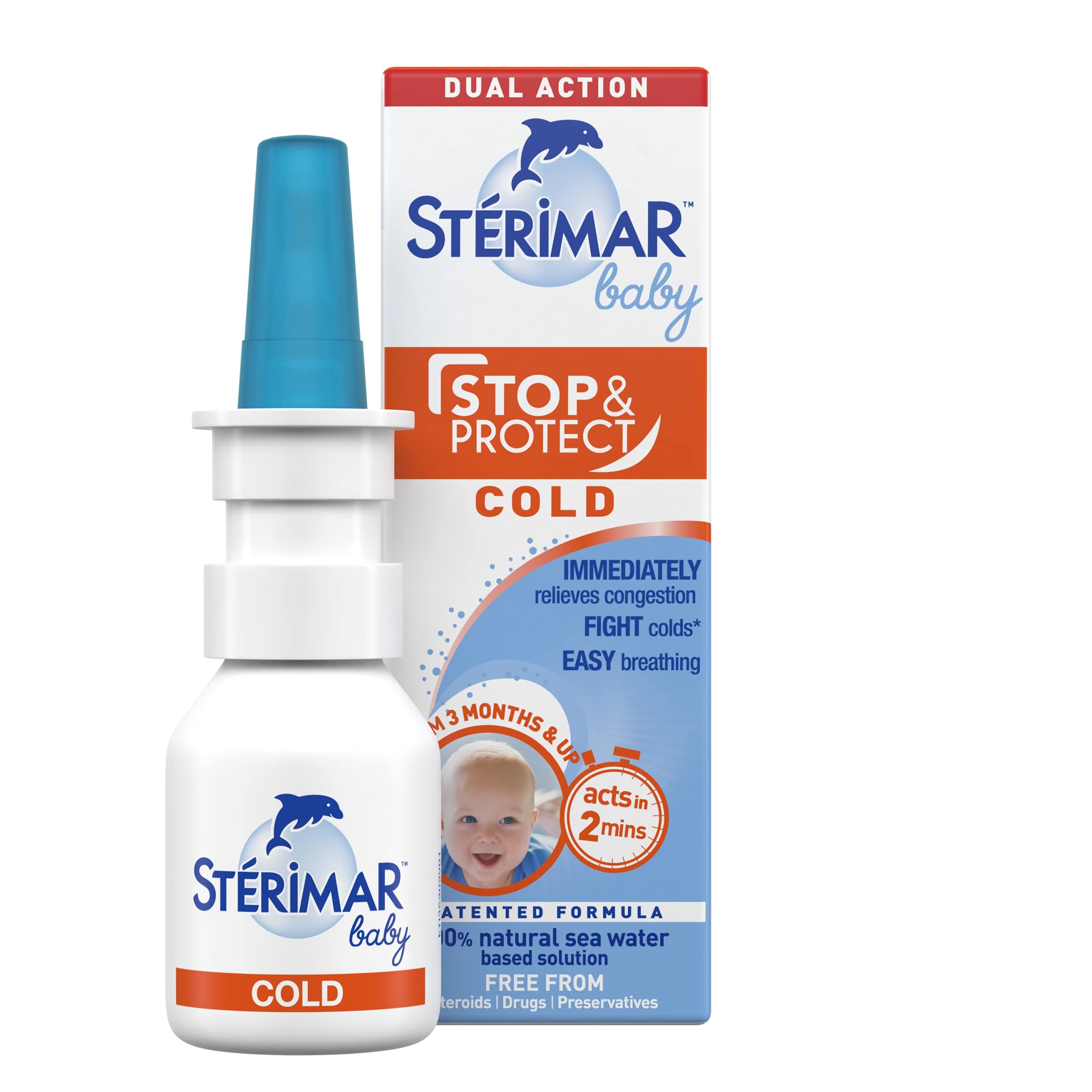 Sterimar Baby Stop & Protect Cold - 100% Natural Sea Water based Nasal Spray - 15ml Pump