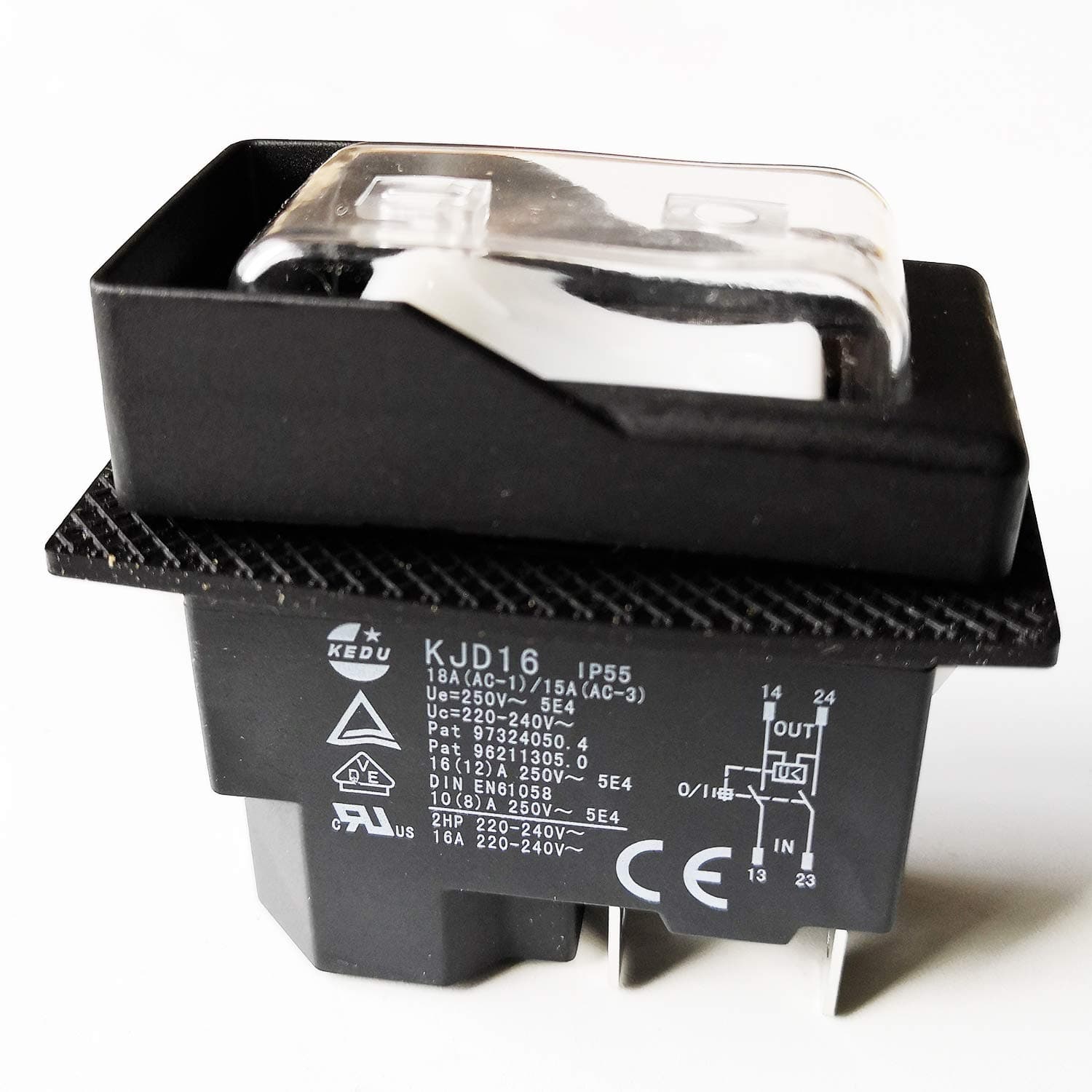 Waterproof On Off Electromagnetic Pushbutton Switches KJD16 KEDU 220V 16A 2HP 4Pins Safety Push Button Switch for Lathe Machine