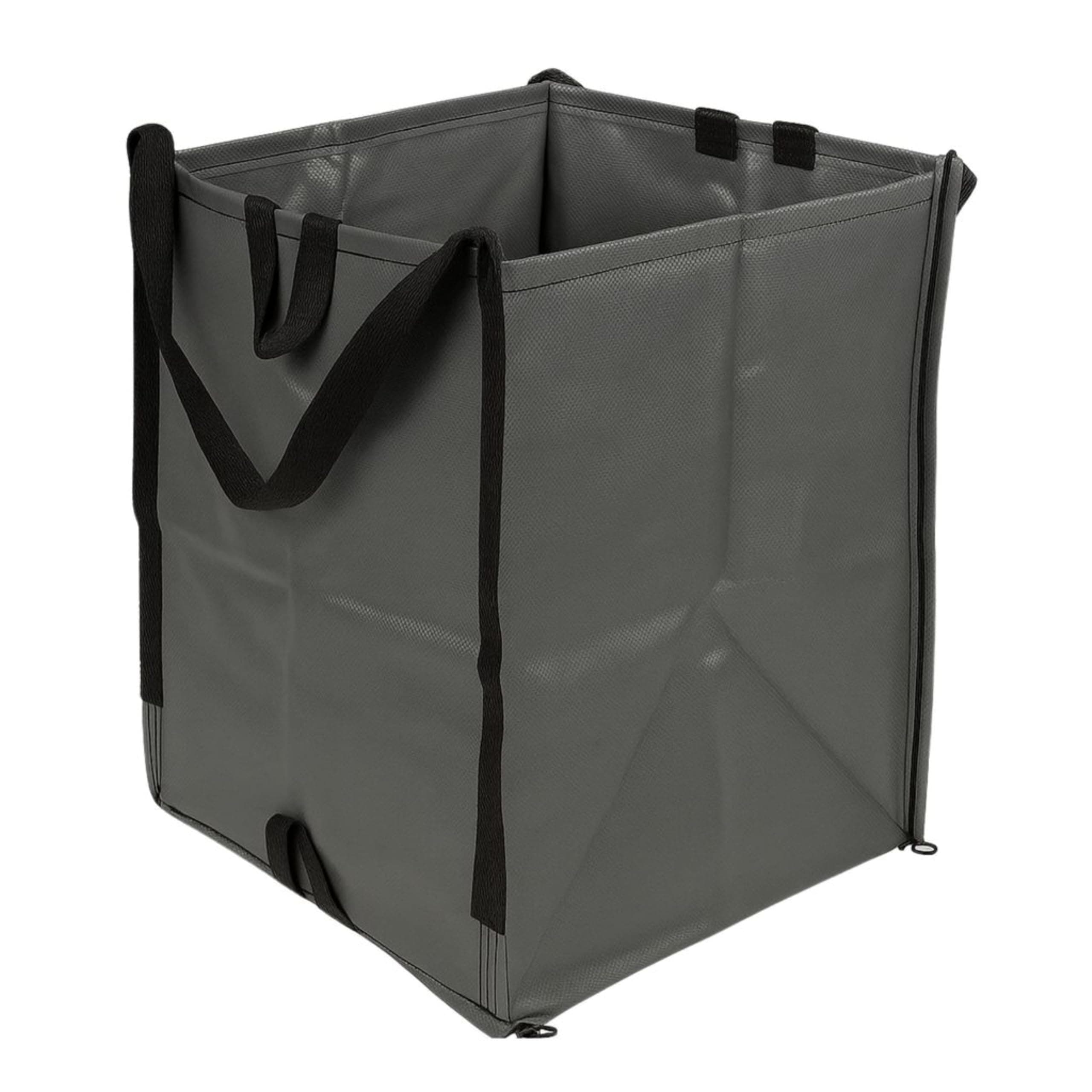 DURASACK Heavy Duty Home and Yard Bags 48-Gallon Reusable Self-Standing Lawn and Leaf Bags Garbage Can with Reinforced Handles, Gray