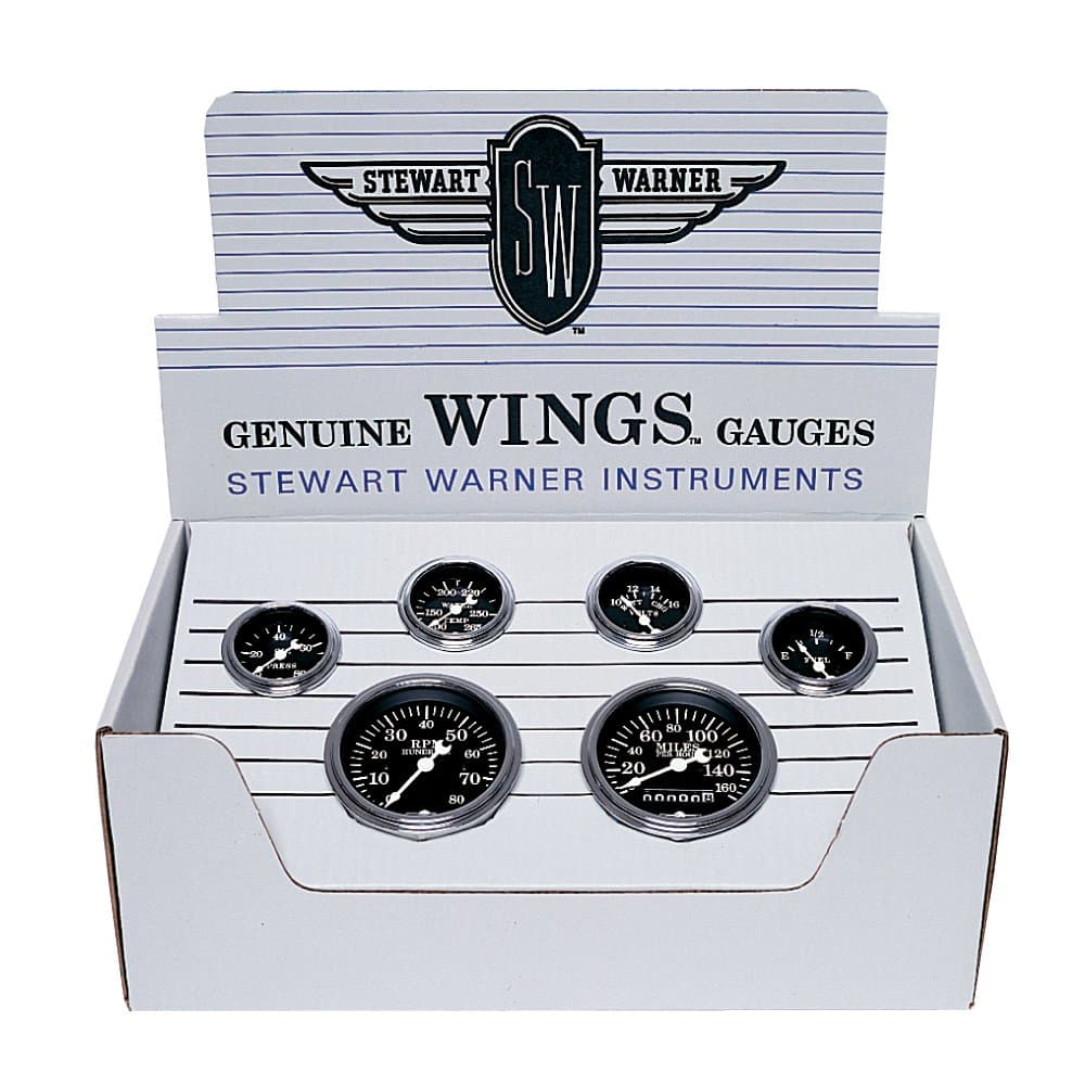 Stewart Warner 82225 Wings Black Face 6 Gauge Mechanical Kit