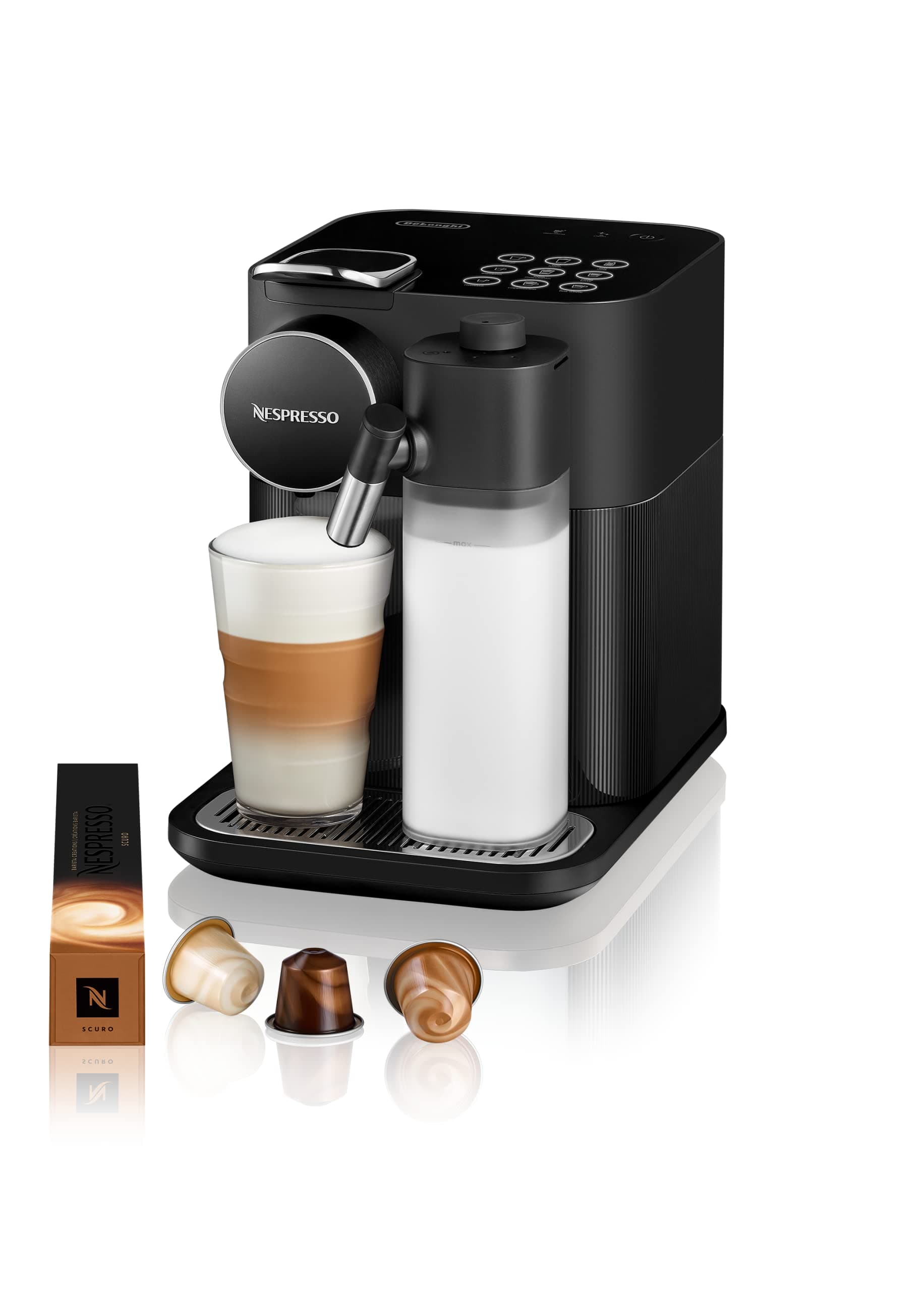 De'Longhi Nespresso EN650.B Gran Lattissima, Espresso coffee machine with capsule system, Rapid heating, Automatic shut-off, 6 different recipes, Black, Made in Italy