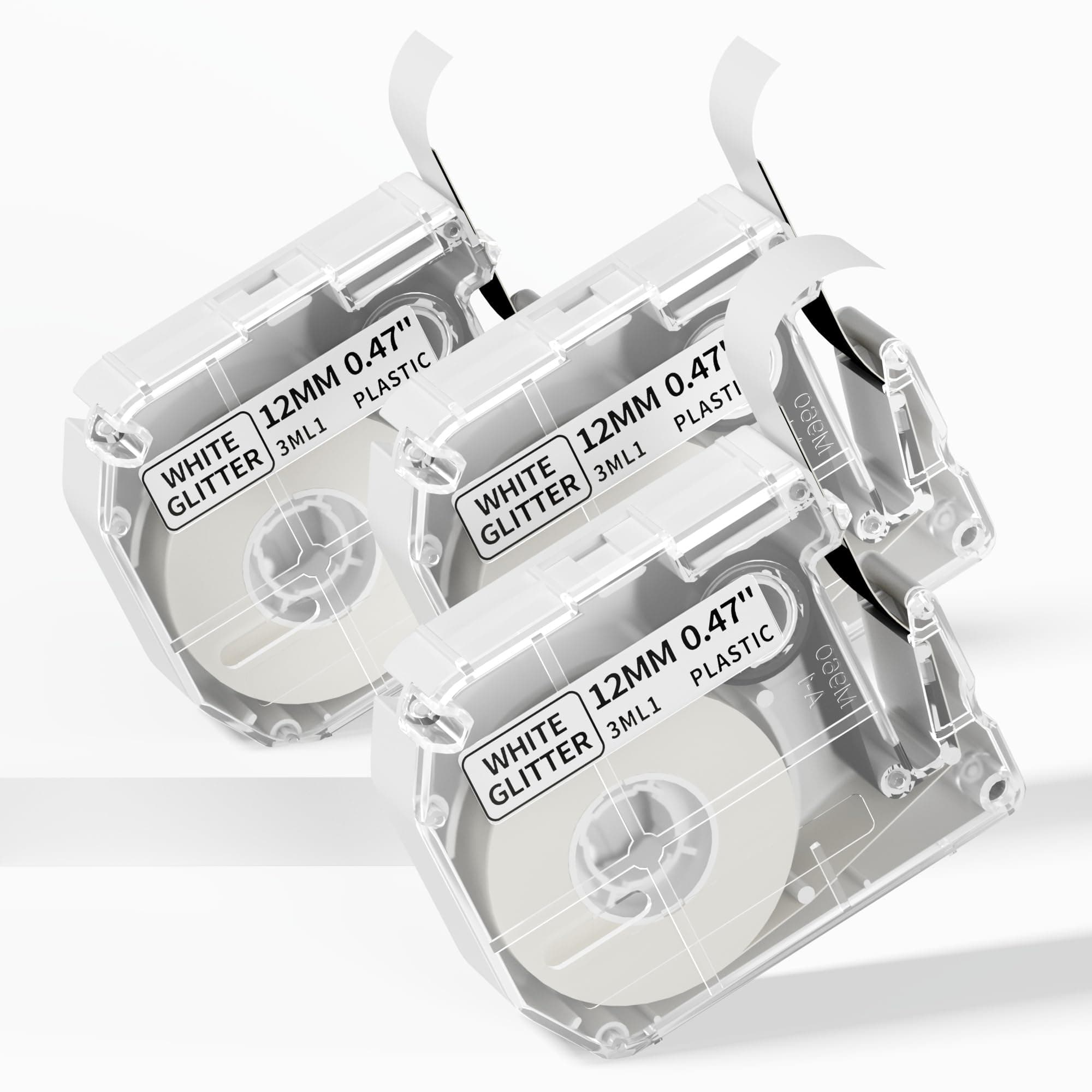 Phomemo M960 Laminated Labels,Label Maker Tape- 12mm 0.5 Inch, 4m, Black on White, for PT-M95 PT-90 PT-70 PT-65 PT-85,M960 Label Maker, Compatible with P Touch M Tape,M231 MK231-(3 Pack)