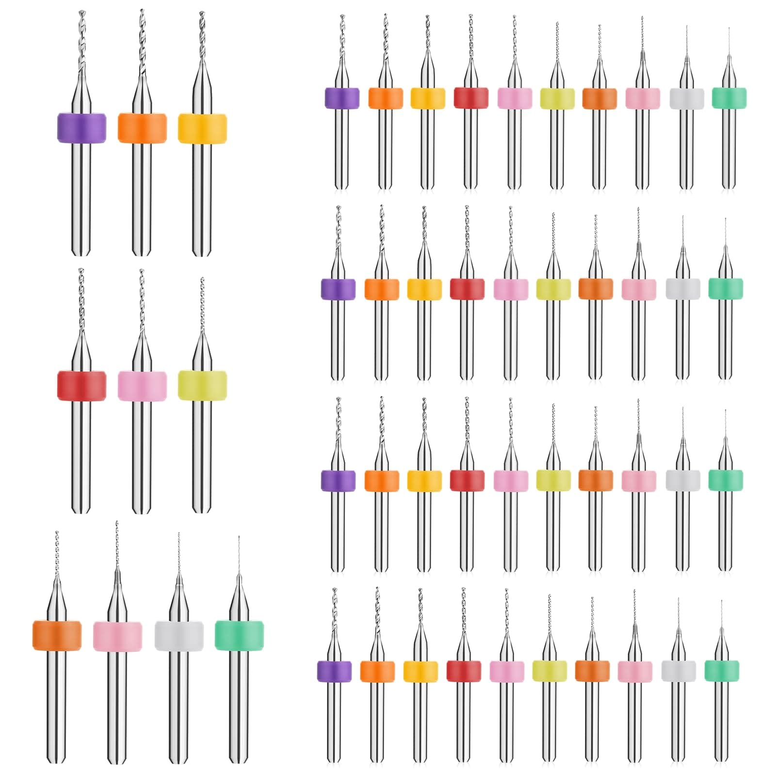 50 Pcs Micro Drill Bit Set Micro Drill Bits Tungsten Steel PCB Print Circuit Board Flute CNC Router Bits Shank for Rough Stone Jewelry Punching Engraving (0.3-1.2 mm)