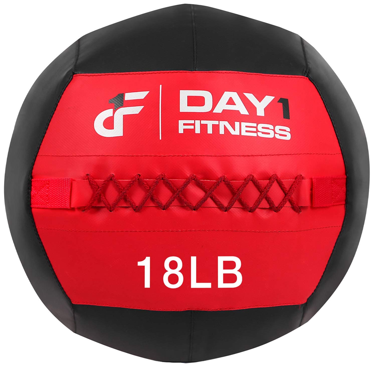Soft Wall Medicine Ball 18 Pounds RED/BLACK - for Exercise, Rehab, Core Strength, Large Durable Balls for Floor Exercises, Stretching