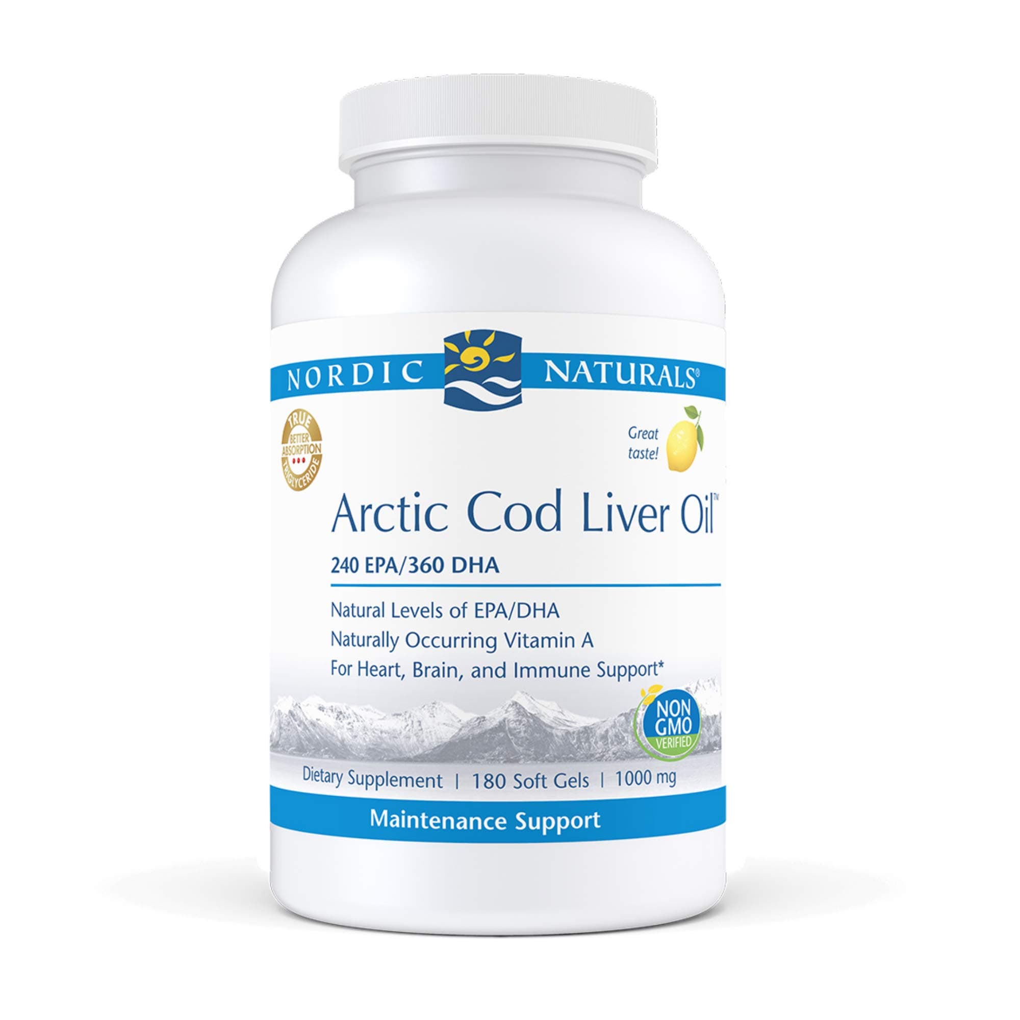 – Pro - Arctic Cod Liver Oil Clo, Supports Heart And Brain Health - (Lemon Flavored, 180 Soft Gels)
