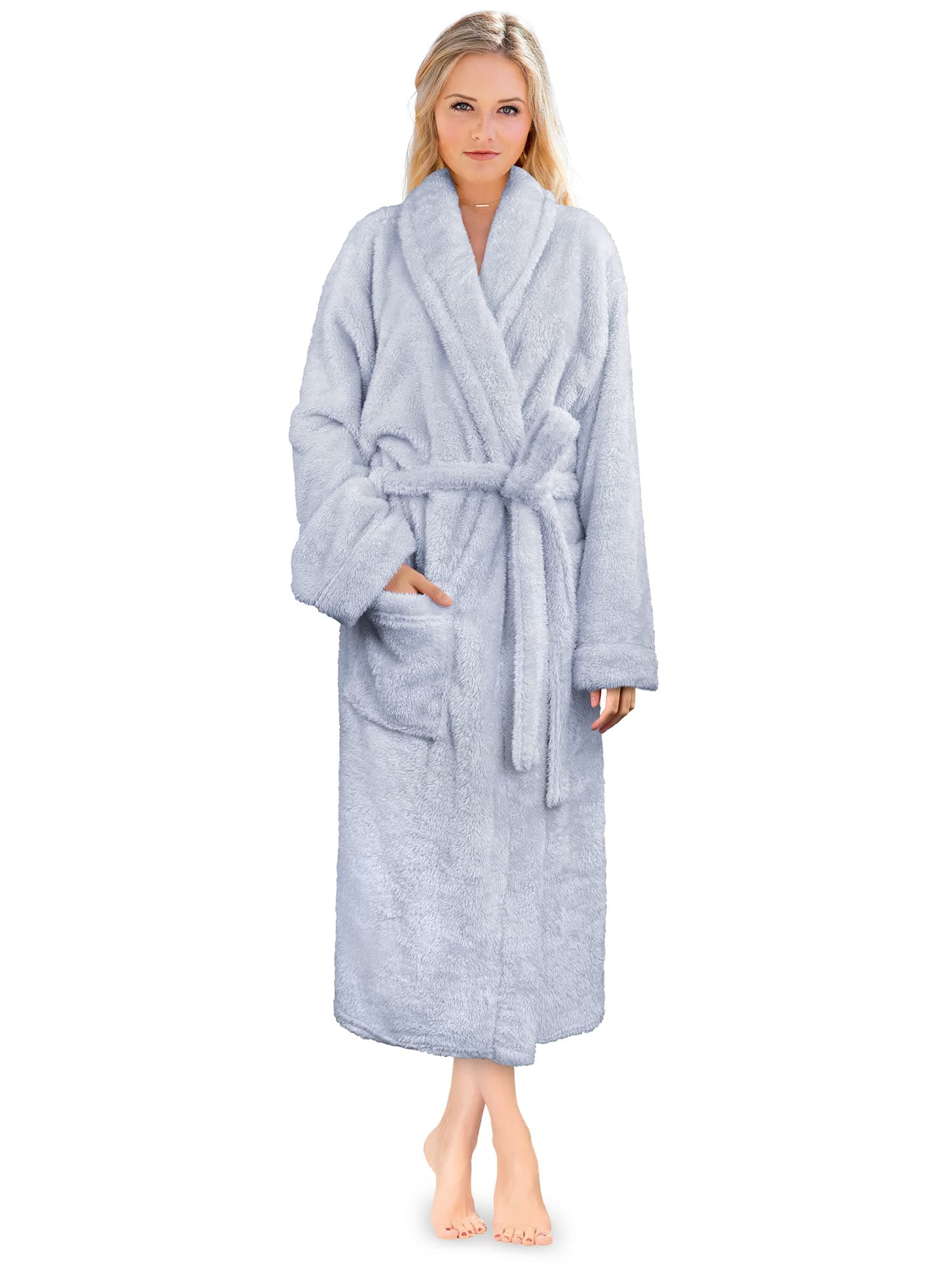 Premium Womens Plush Soft Robe Fluffy, Warm, Fleece Sherpa Shaggy Bathrobe
