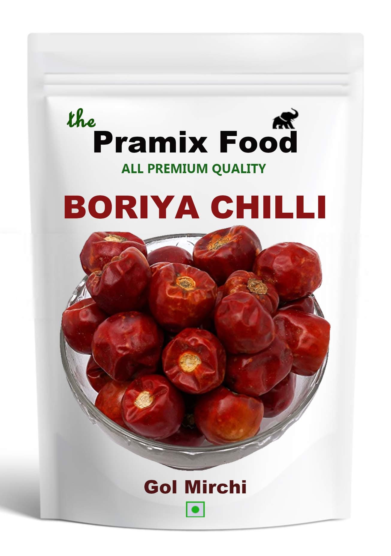 Pramix Whole Red Dry Boriya Chilli | Spicy Round Chillies | GOL Mirchi, 150g