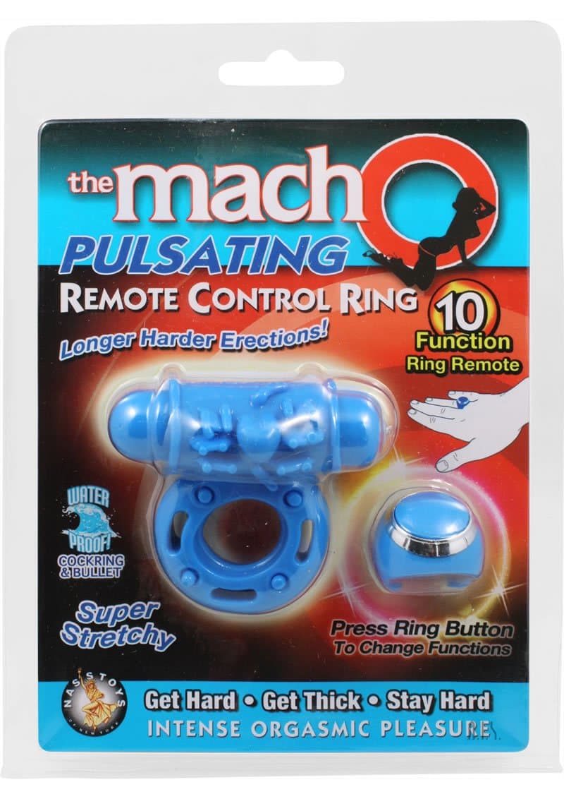 Macho Pulsating Remote Control Ring Blue