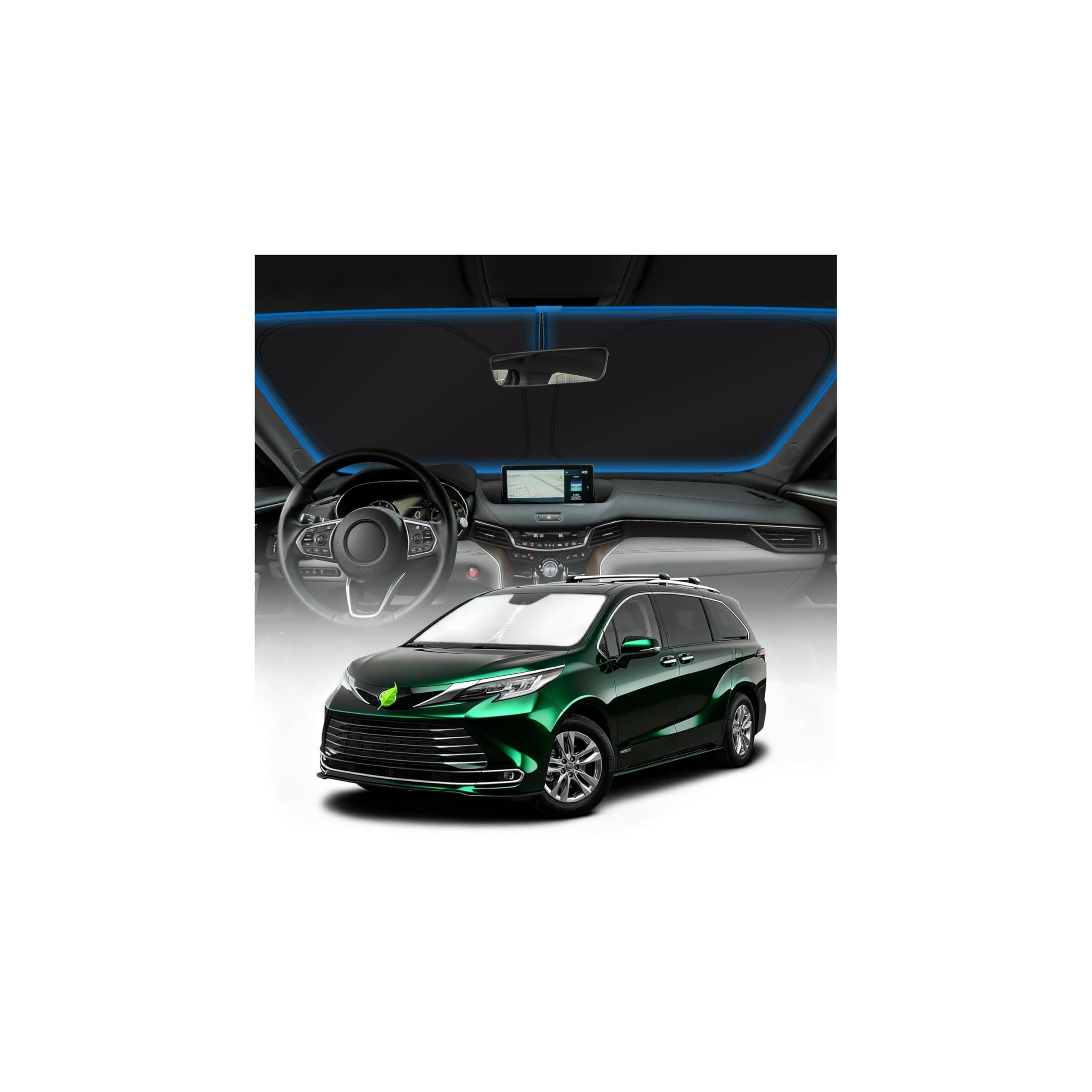 KUST Windshield Sun Shade for Toyota Sienna Mini Van Accessories 2021-2025 2026 Window Sunshade Sun Visor Protector Foldable Blocks UV Rays Keep Your Car Cooler