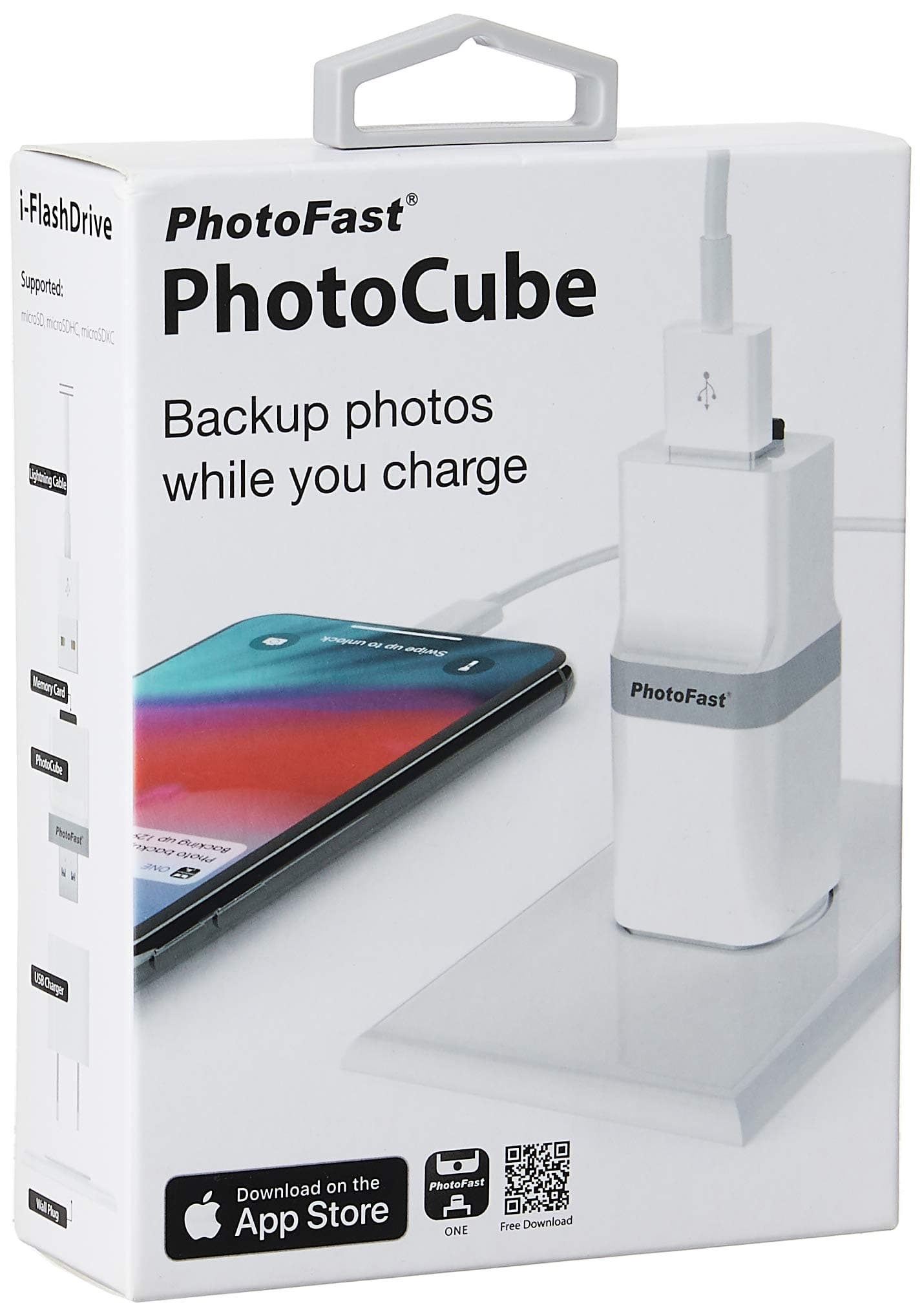 PhotoFast PhotoCube Easy to use, Connect to Charge and Backup at The Same time for Apple iPhone 5/5c/5s/6/6 Plus/6s/6s Plus/SE/7/7 Plus/8/8Plus/X, Xs/XsMax/XRiPad Air/Air2/Mini(1-4)/Pro, iPod Touch 6