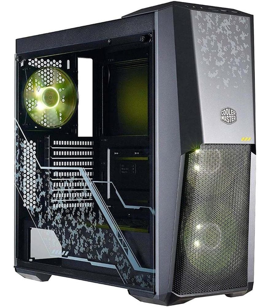 Cooler Master MasterBox MB500 TUF Gaming Alliance Edition ATX Mid-Tower w/TUF Aesthetic Design, Semi-Meshed Front Ventilation, Tempered Glass Side Panel & 3X 120mm RGB Fans