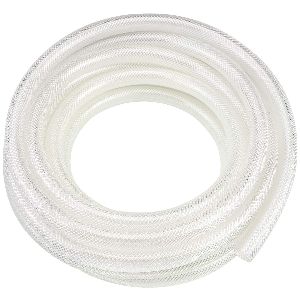 1" ID x 25 Ft High Pressure Braided Clear PVC Vinyl Tubing Flexible Vinyl Tube, Heavy Duty Reinforced Hose Tubing, BPA Free and Non Toxic