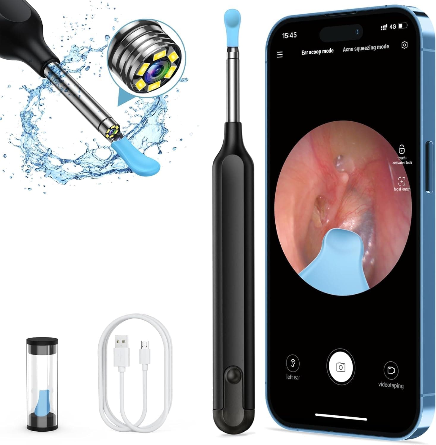 Oxbird(200-300W-PX) HD Wireless Otoscope with Light Ear Wax Camera, Ear Wax Remover Removal Cleaner Cleaning Kit, Suitable for Apple/Android, Dad and Madam Artifact,Perpetual Commitment