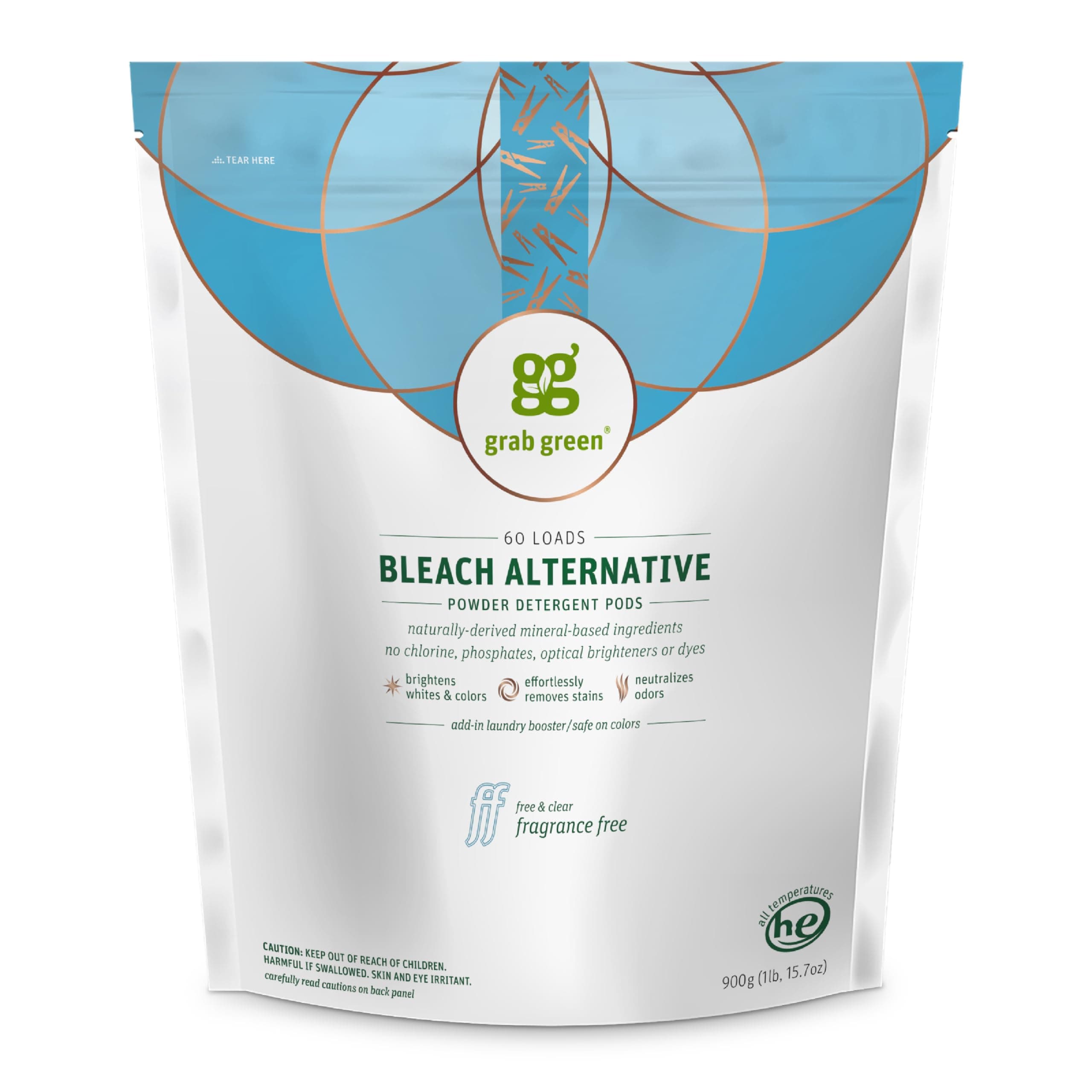 GrabGreen, Bleach Alternative, Fragrance Free, 60 Loads, 2 lbs 4 oz (1080 g)