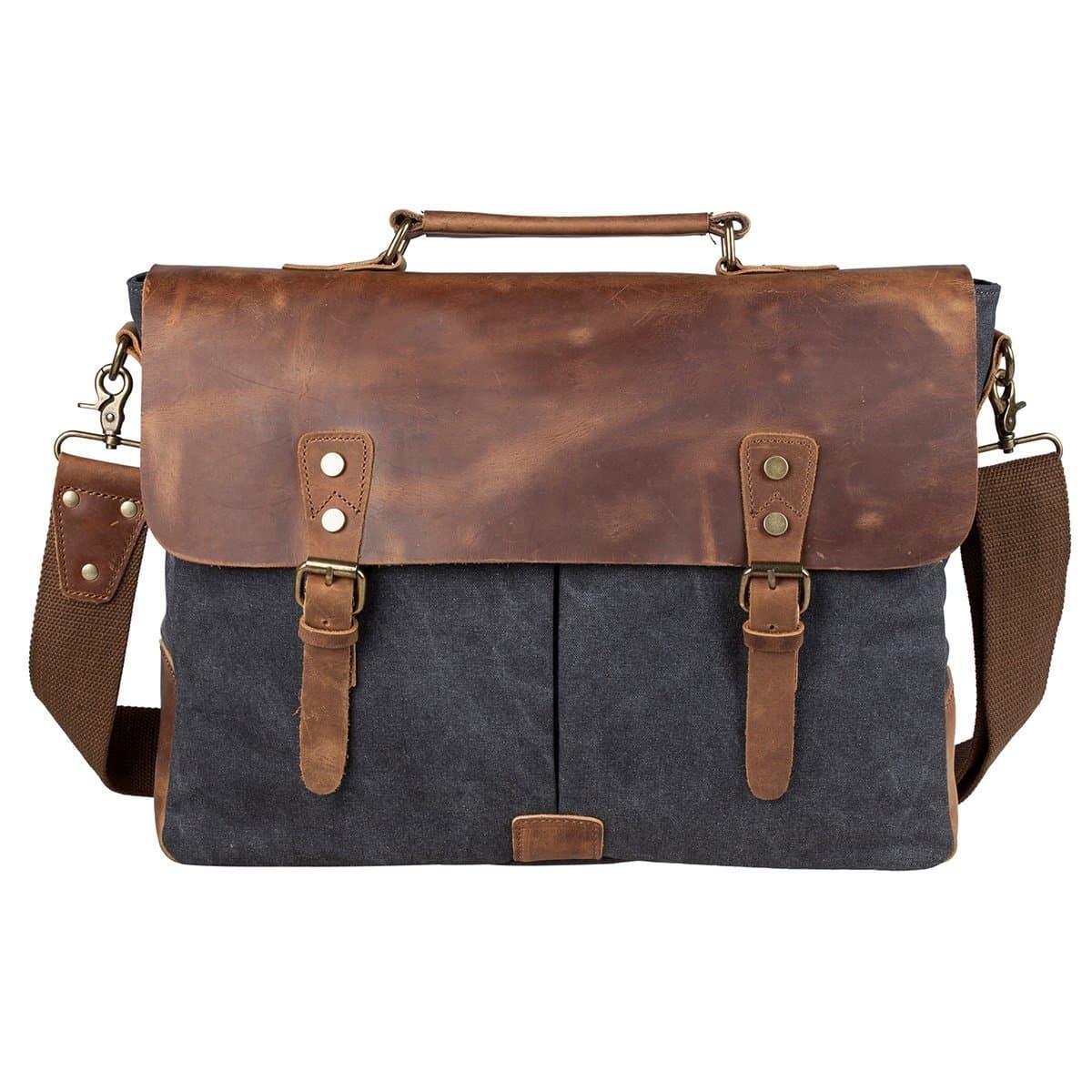Canvas Leather Messenger Satchel Laptop Briefcase Shoulder Bag 15.5’’ 203