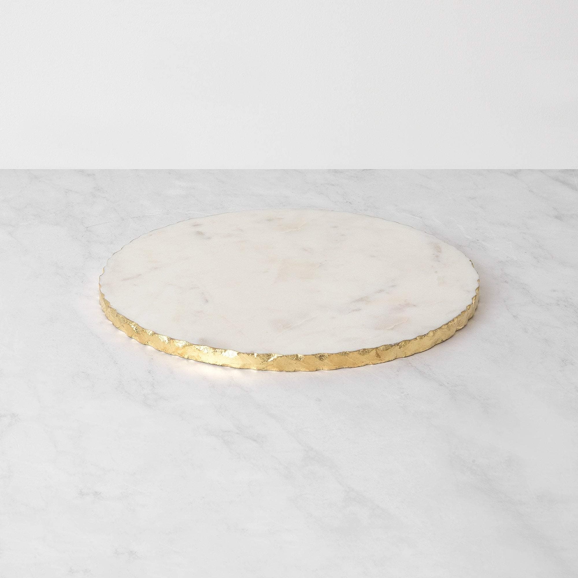 Natural Marble Cheese/Serving board with Golden Foiling - 11 Inch Dia