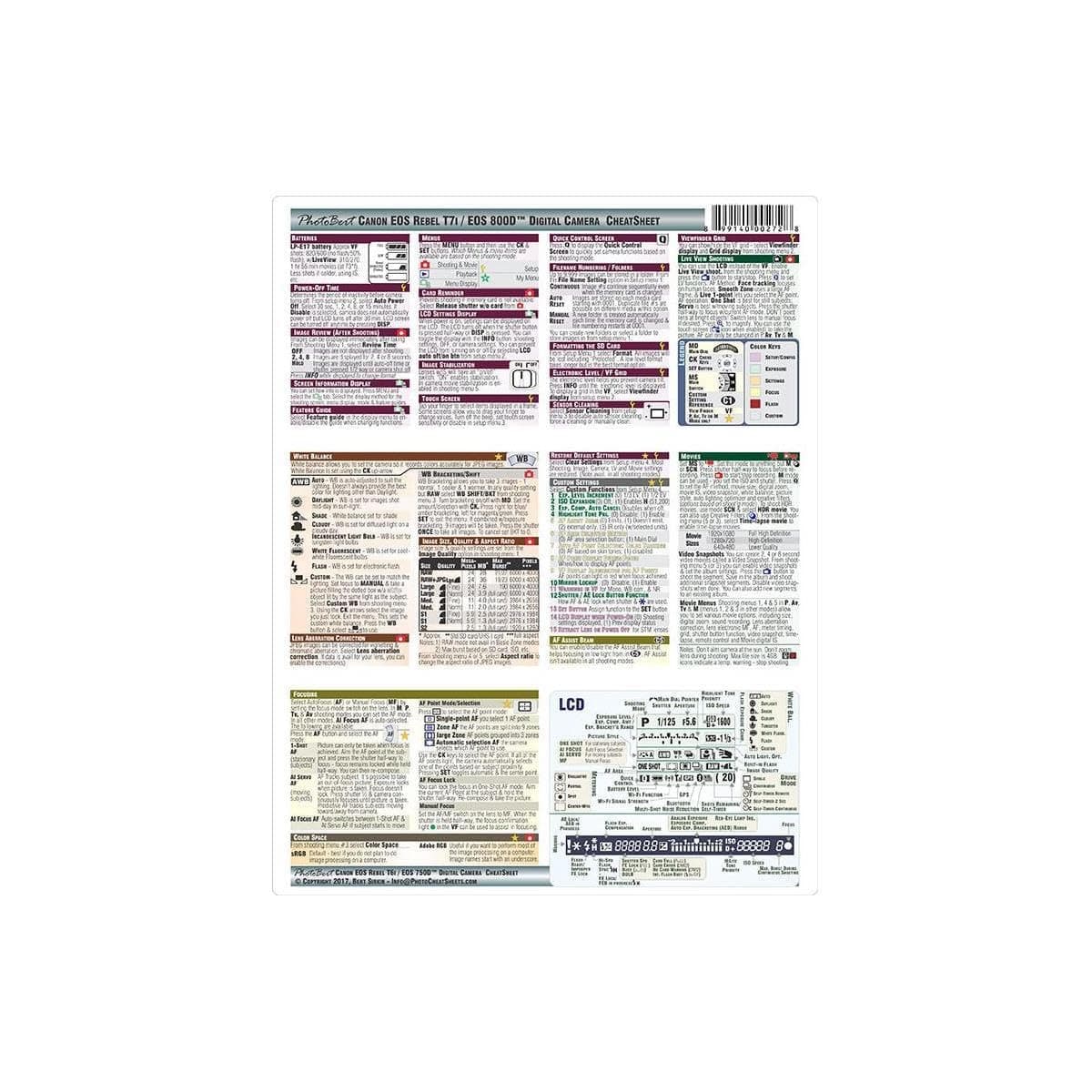 PhotoBert Photo CheatSheet - Canon EOS Digital Rebel T7i (800D)