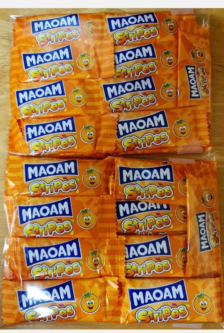 20 x HARIBO MAOAM STRIPES Orange Flavour Fruit Chews Sweets Kids Party by Diamond Sweets