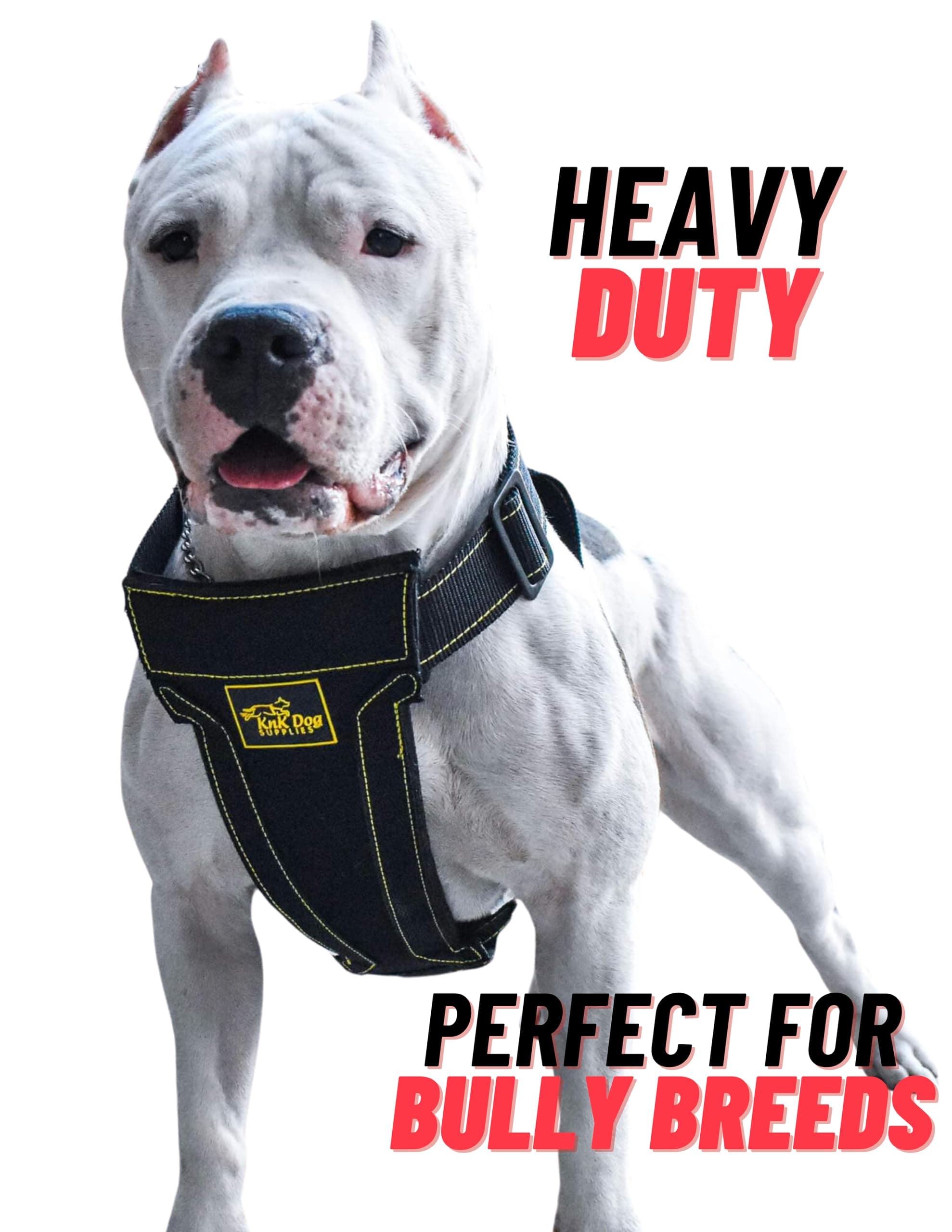 KNK Heavy Duty Dog Harness for Pitbull and Bullies – Tactical Dog Harness for Large Dogs and XL Breeds – Ultra-Durable Chest Support for Training, Walking and Strong Breeds