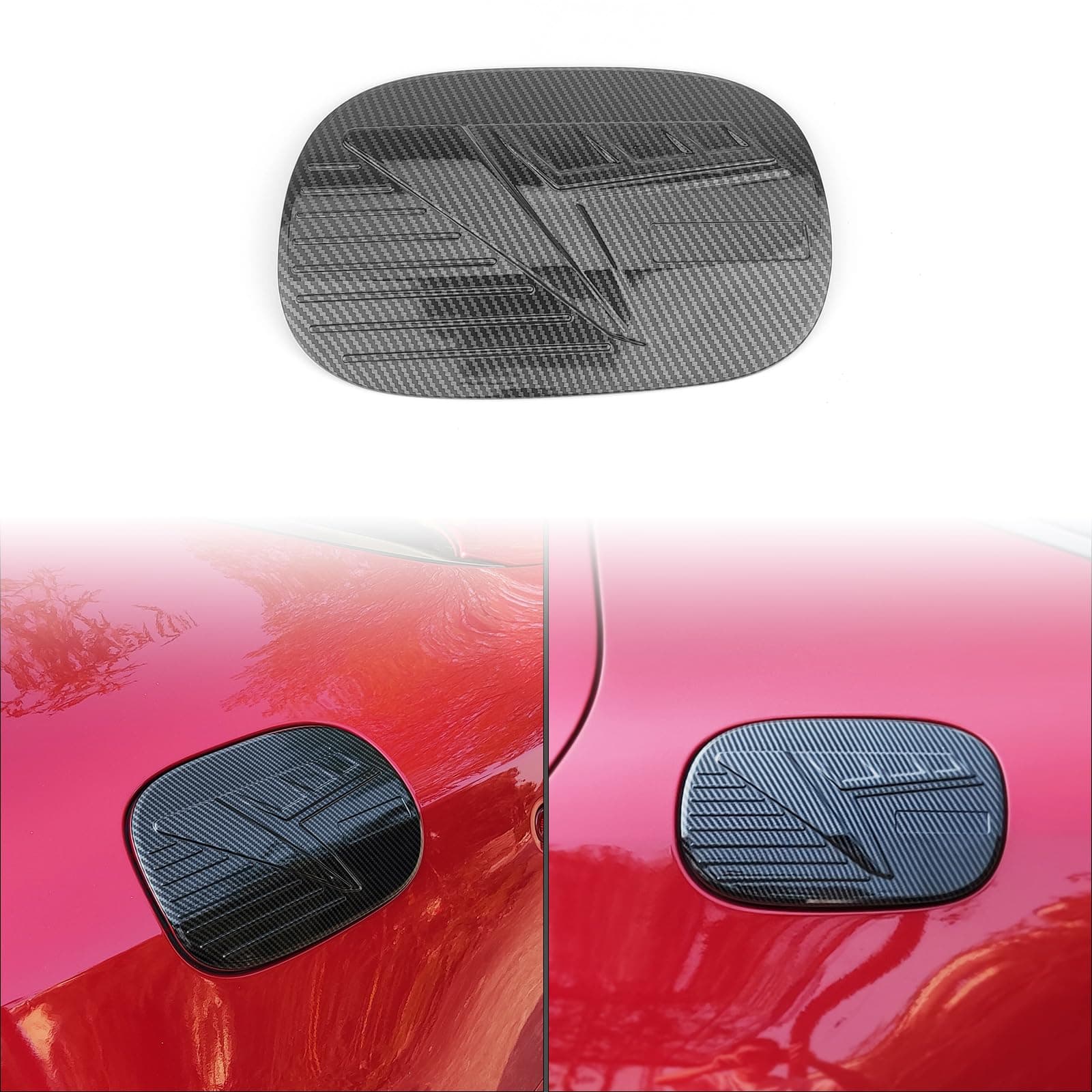 JUIVEEL Carbon Fiber ABS Fuel Tank Cover Oil Gas Cap Fuel Filler Door Trim Cover Decal Sticker Compatible with Kia Stinger 2017-2024 Accessories