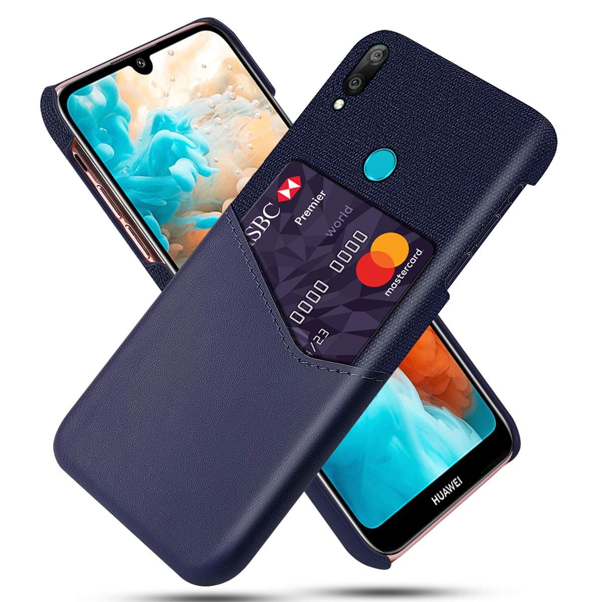 Promama Huawei Y6 2019 Case, Huawei Y6 2019 Wallet Case,Flip, Premium Slim Leather Wallet Back Case with Credit Card ID Holder Protective Cover for Huawei Y6 2019,Dark Blue