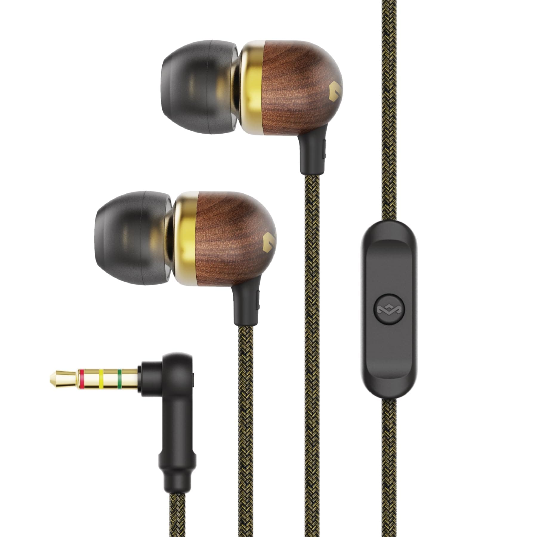 House of Marley Smile Jamaica: Wired Earbuds with Microphone, Noise Isolating Design, Sustainable Materials, Brass
