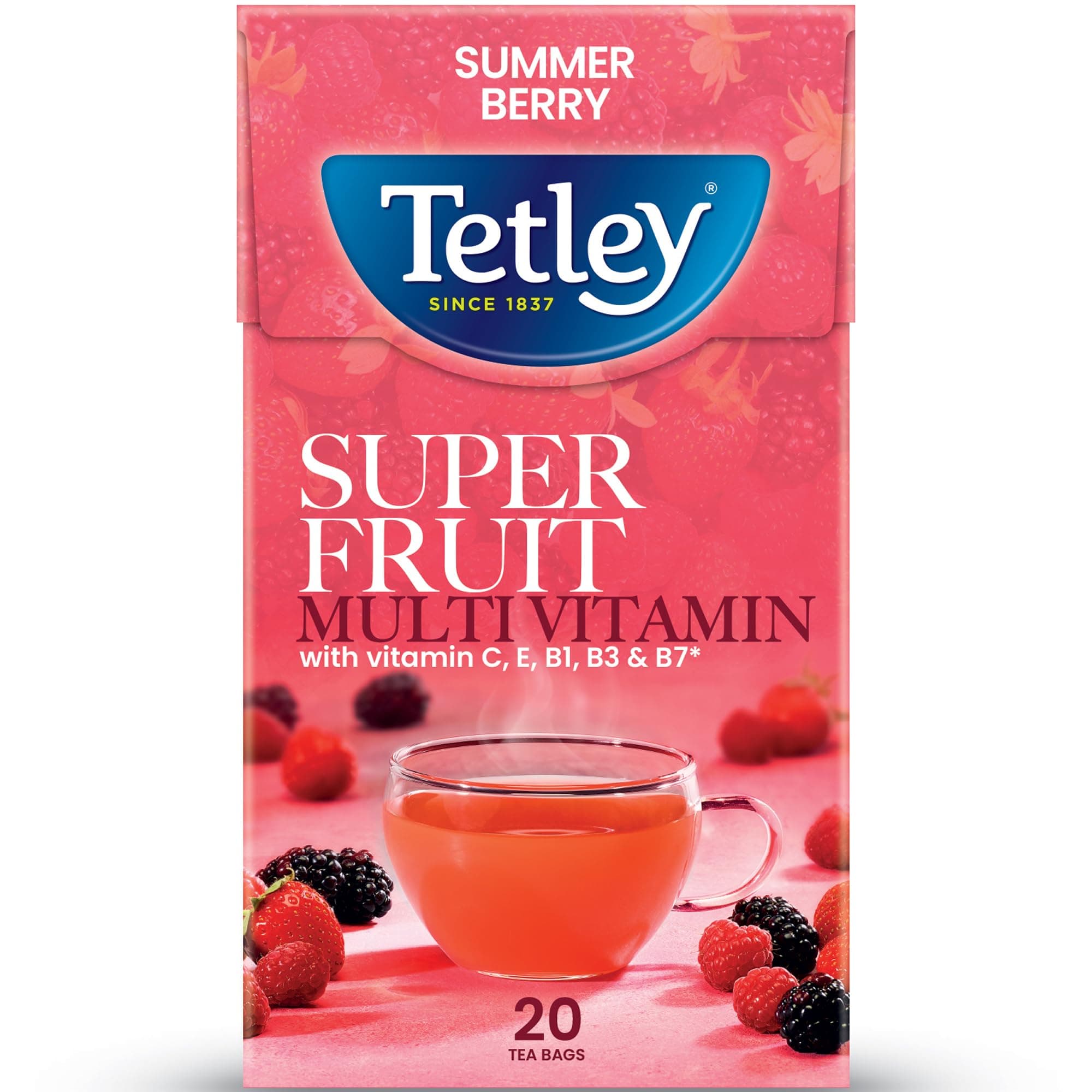 Tetley Super Fruit Multivitamin Summer Berry Tea Bags, 20 Bags
