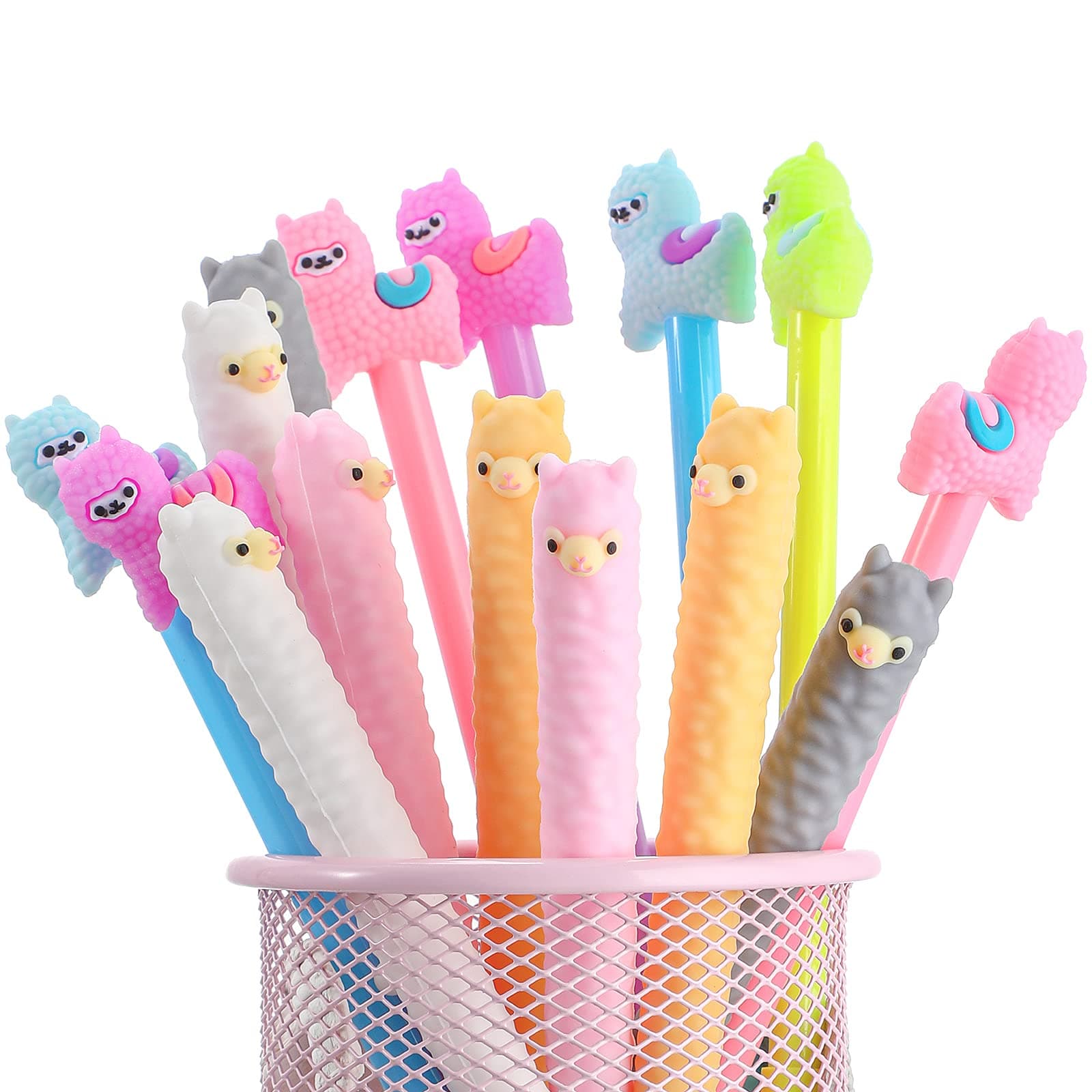 Tenare 12 Pieces Lama Pens Alpaca Gel Ink Pens Kawaii Cute Animal Black 0.5 mm for Kids