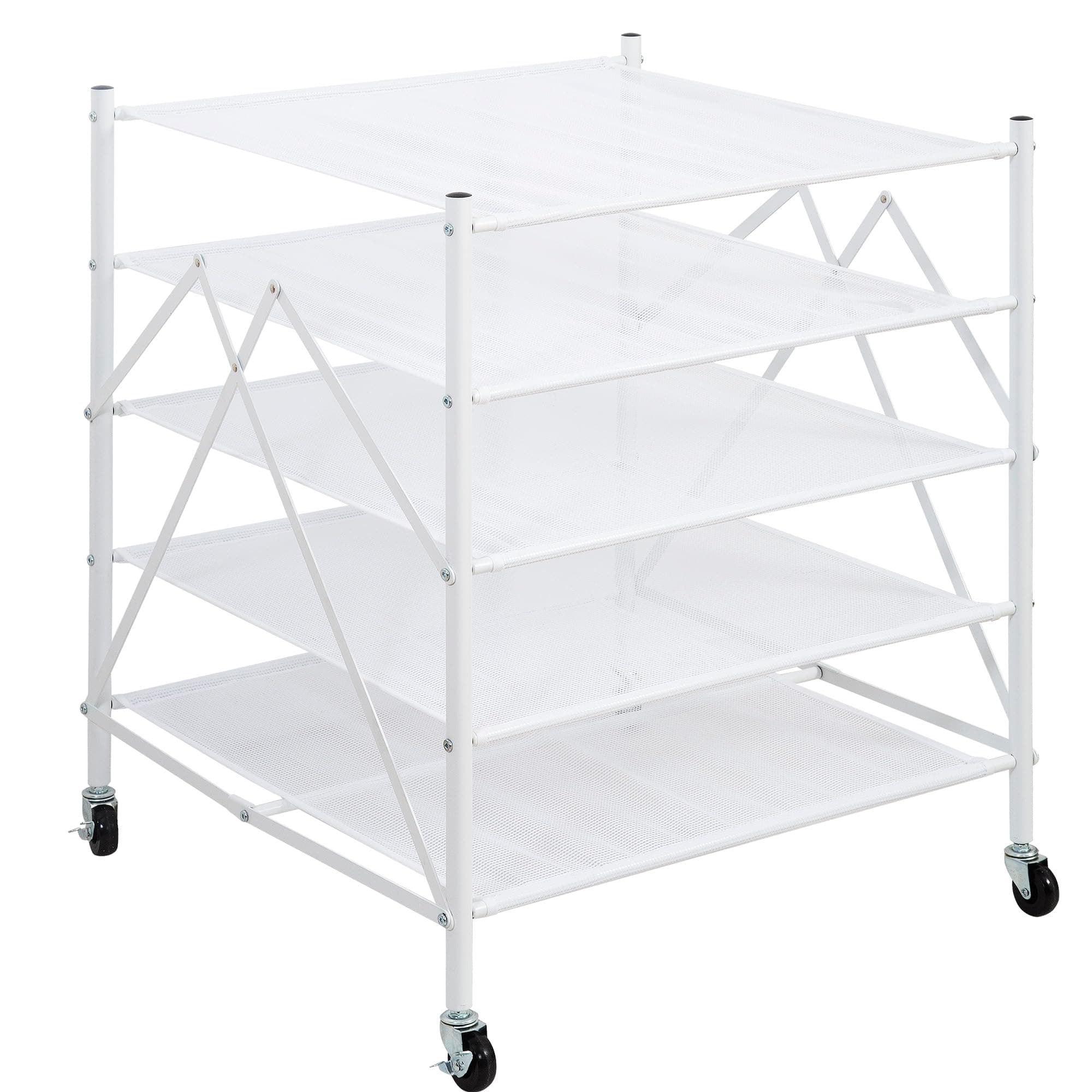 Sweater Drying Rack, Mesh Clothes Drying Rack, Stackable Laundry Drying Rack, Lay Flat Dryer for Delicates, Portable Dry Rack for Indoor or Outdoor, White, 5 Tier Foldable