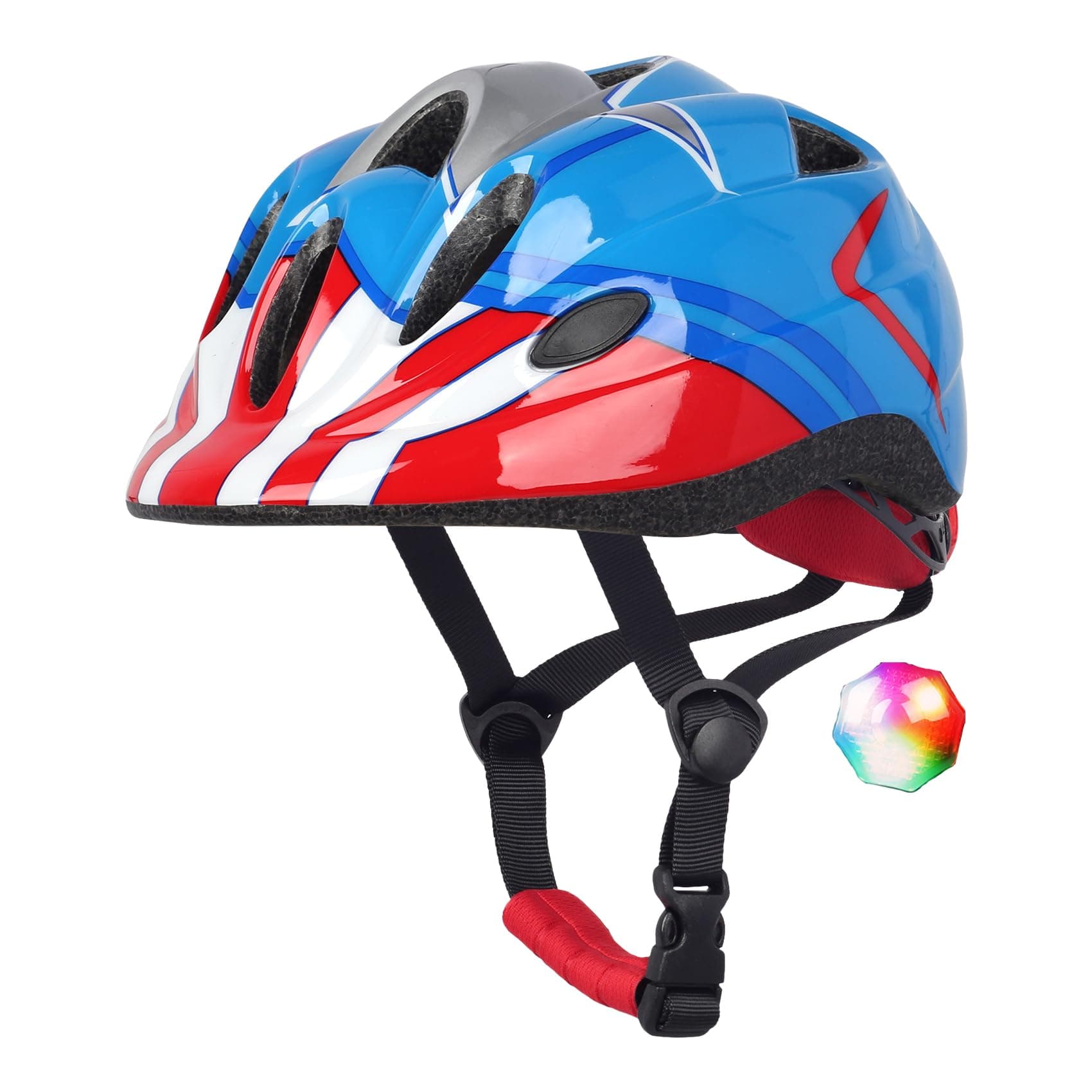 Kids Toddler Bike Helmet, Adjustable Boys Girl Helmets from Baby to Children(Age 1-8), Multi Sports for Bicycle Skate with LED Light