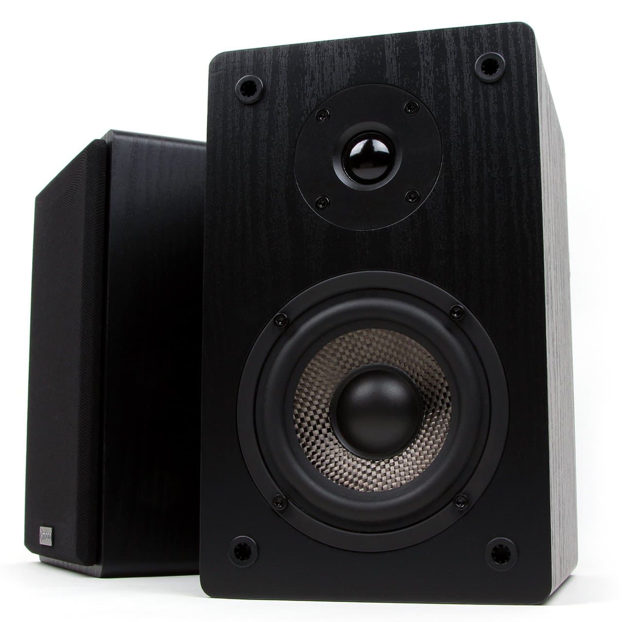 Micca MB42 Bookshelf Speakers with 4-Inch Carbon Fiber Woofer and Silk Dome Tweeter (Black, Pair)
