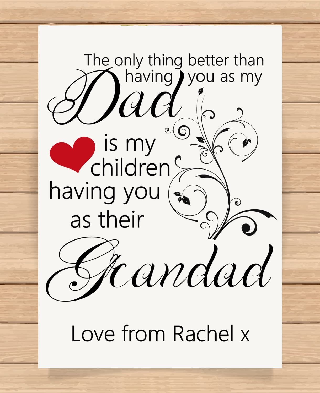 Personalised Presents Gifts For Grandad Grandpa Grandfather Fathers Day Birthday Christmas Xmas Best Grandad Prints Posters Wall Art Home Decor Special Unique Idea