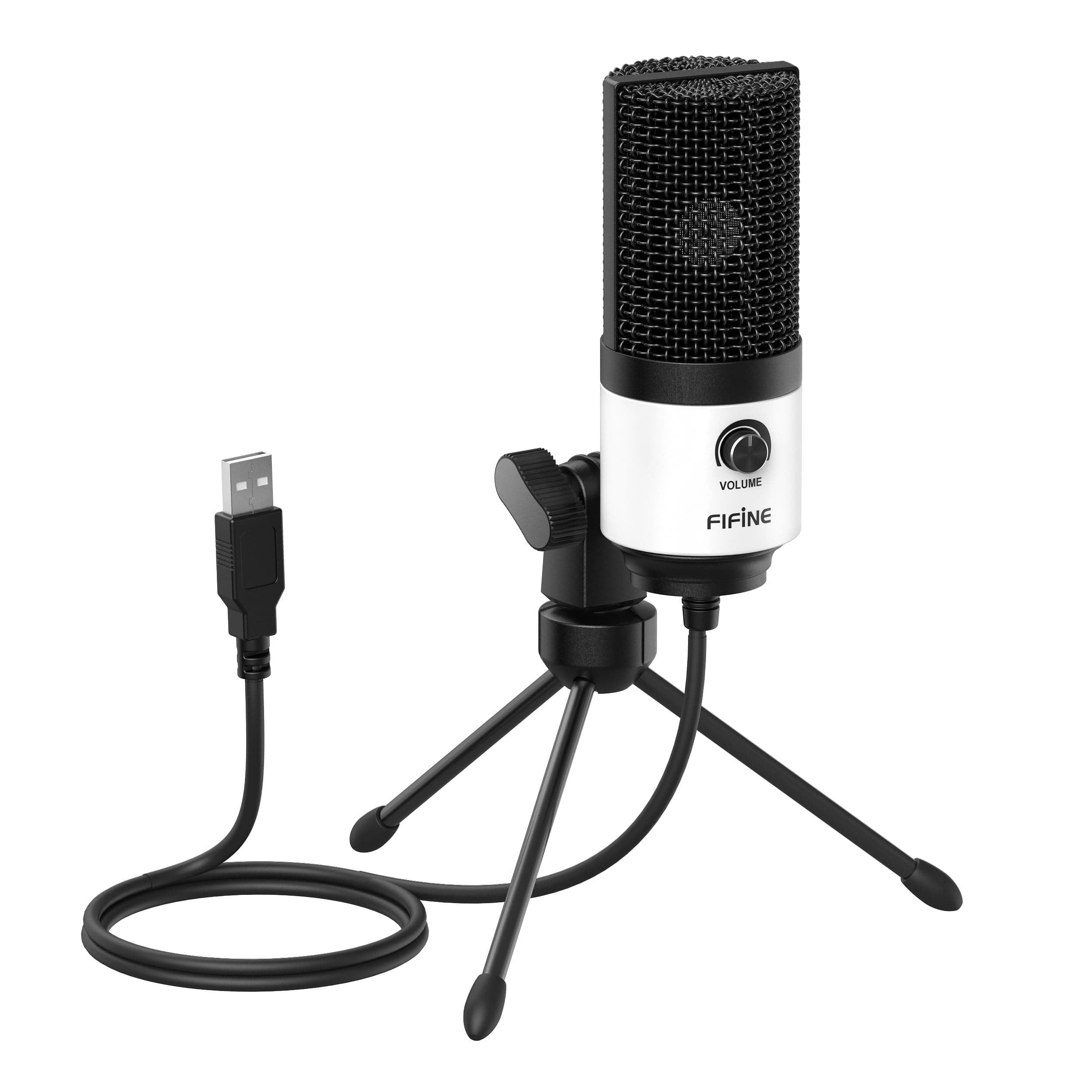 FIFINE USB Podcast Microphone,PC Computer Recording Mic for Desktop Laptop,Studio Condenser Microphone with Volume Knob for Voice-Over, Vocals, Online Meeting, YouTube-K669W