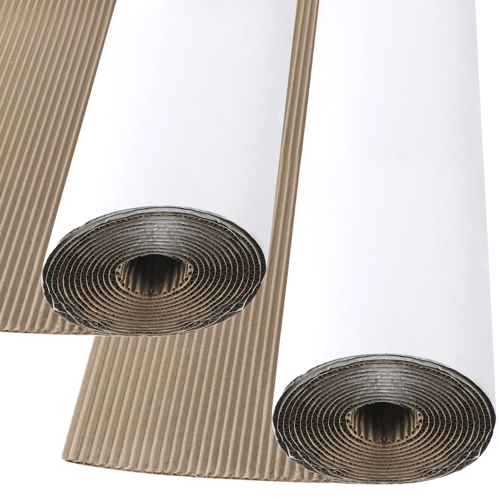 Eaasty 2 Pack 12 Feet x 35 Inch Corrugated Cardboard Roll White Single Face Corrugated Cardboard Paper Sheets for Moving Shipping Storage or Small Business Packing