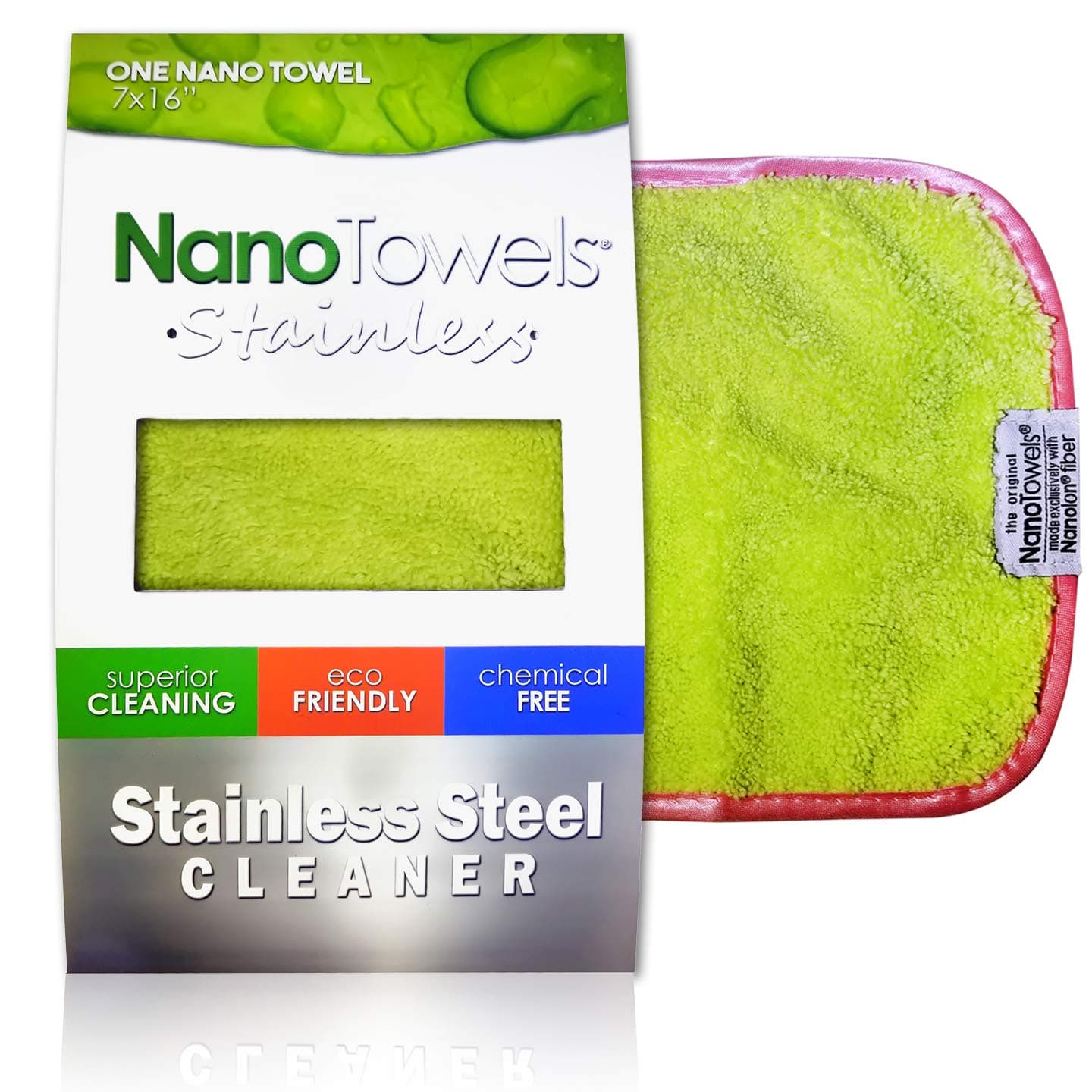 Stainless Steel Cleaner | The Amazing Chemical Free Stainless Steel Cleaning Reusable Wipe Cloth | Kid & Pet Safe | Light Green 7x16 (1 pc)