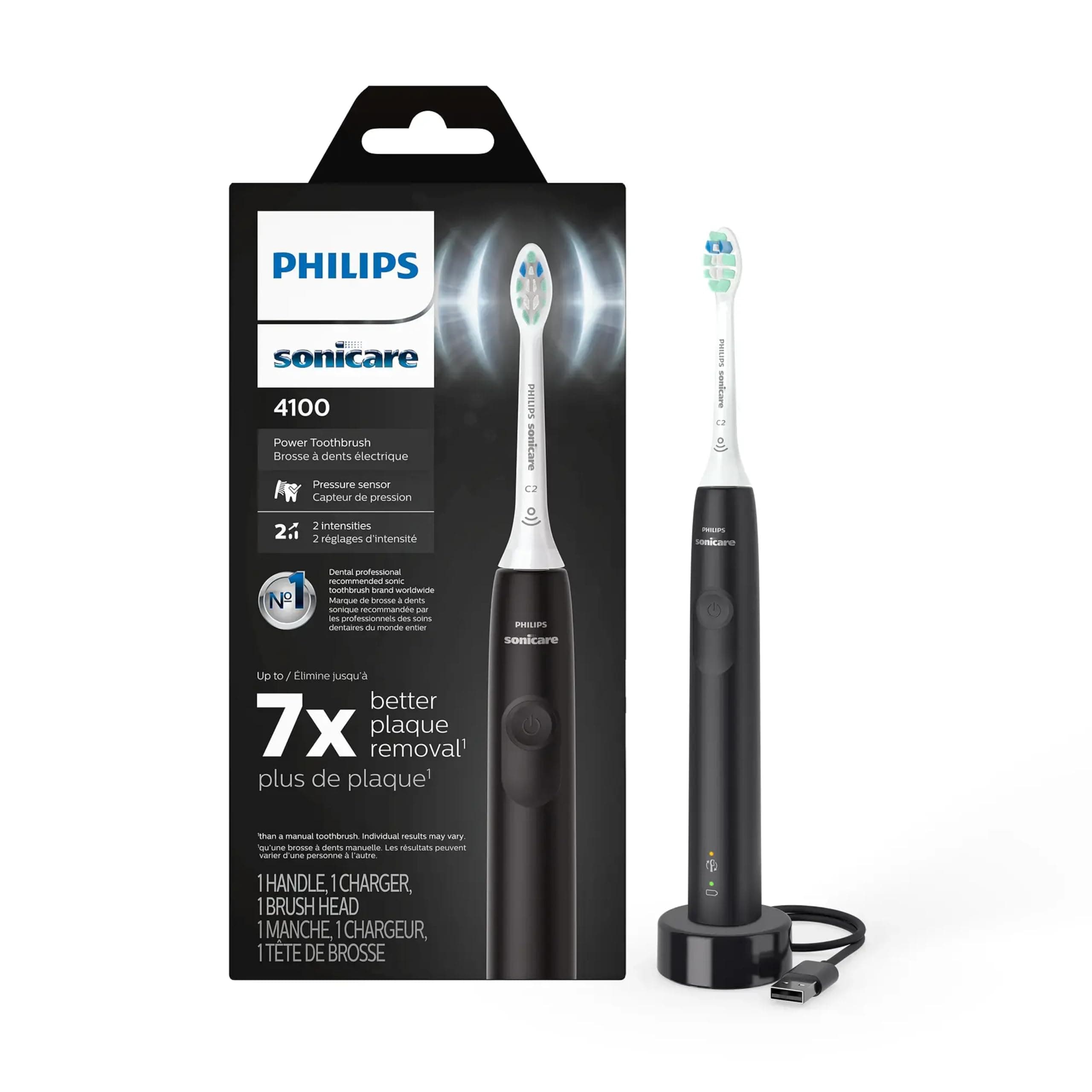 Philips Sonicare ProtectiveClean 4100 Plaque Control, Rechargeable electric toothbrush with pressure sensor, White Mint HX6817/01