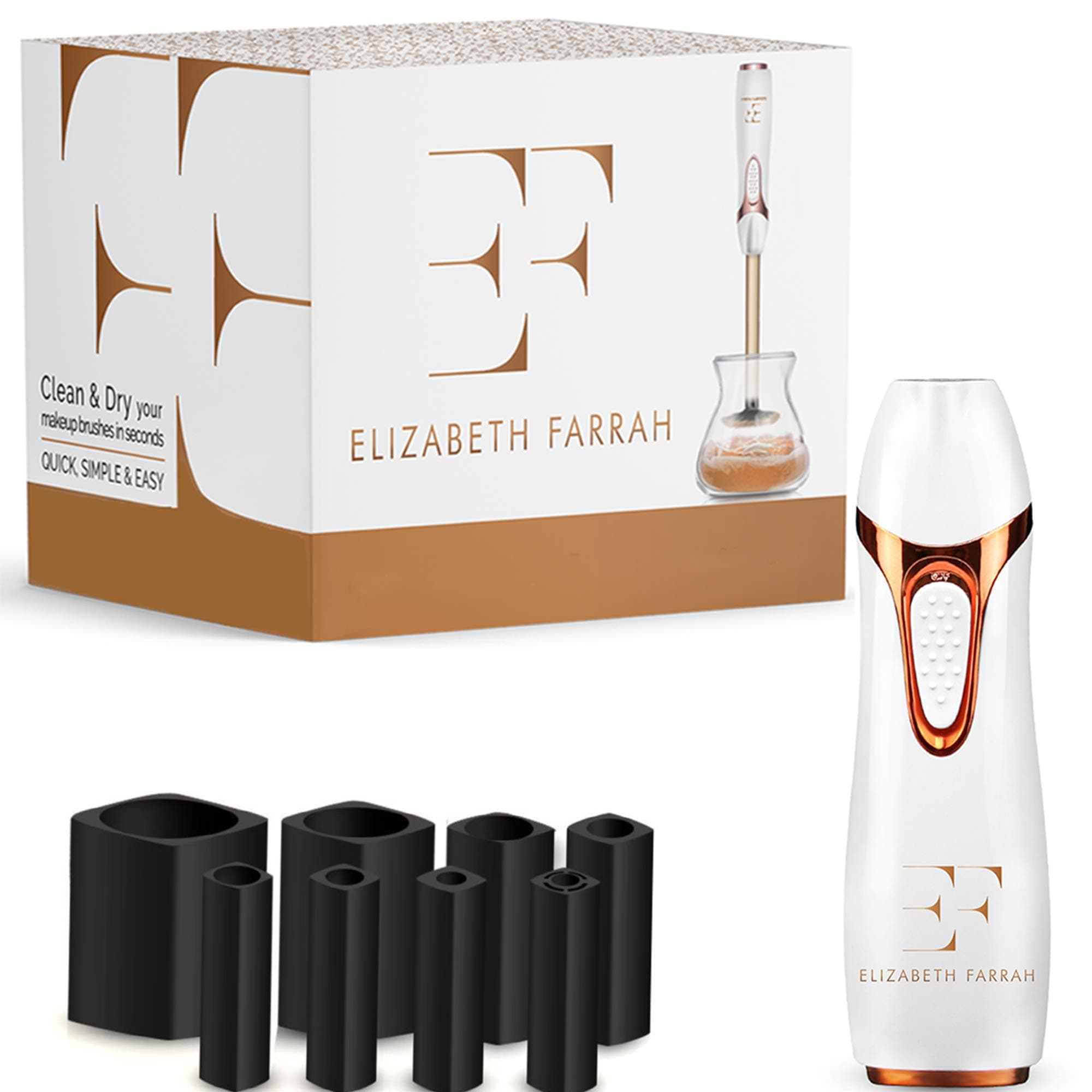 Pro-Makeup-Brush-Cleaner-Dryer - It Washes-Dries In 30 Seconds For Best-Result. Has 8 Collars For Beauty-Make-Up-Brushes. It Is An Automatic-Electric-Professional-Premium-Kit