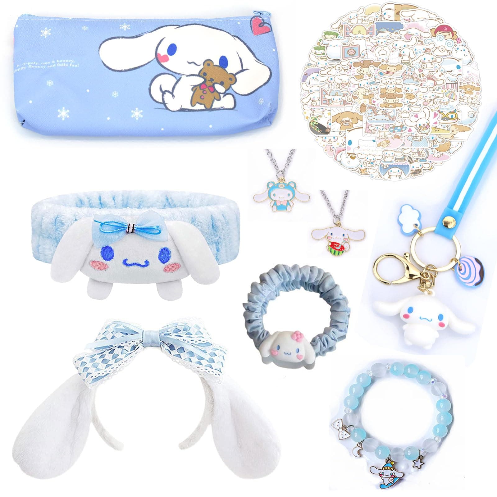 Kawaii Gift Set Cute accessories including Hairpin Headbands Cosmetic Pouch Necklaces Bracelets Keychain Stickers…