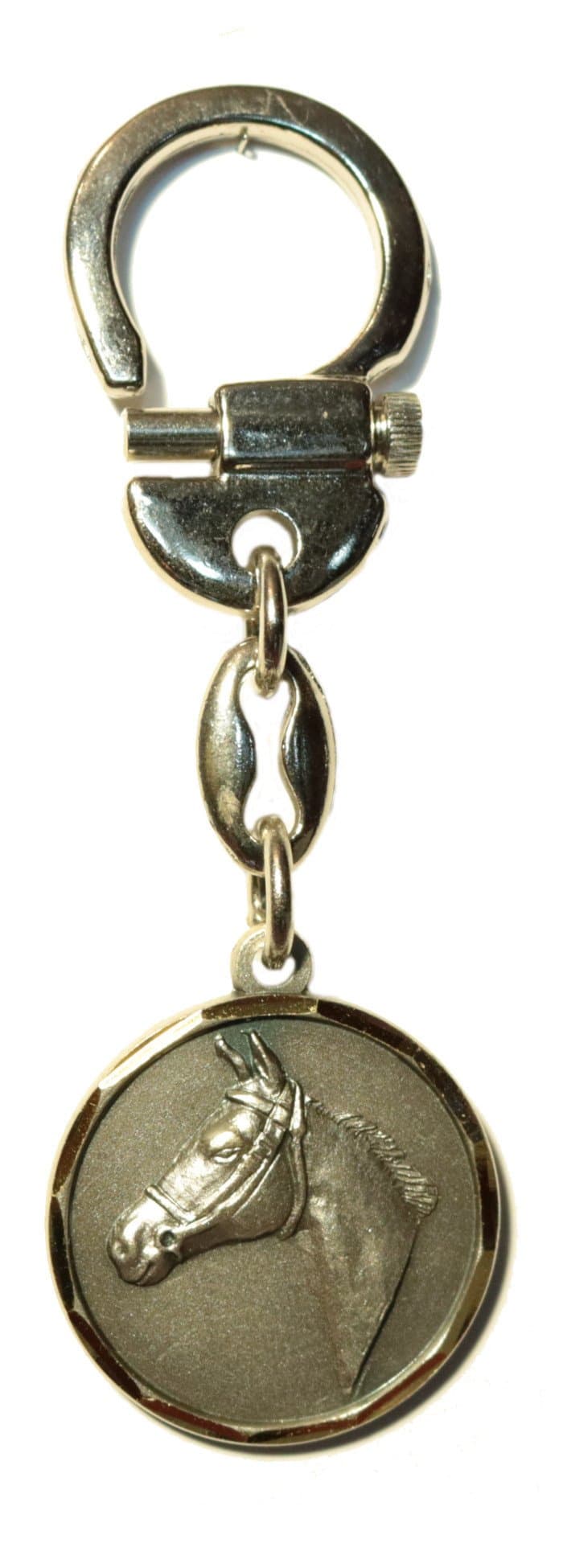 Zinkfarbend Horse Medal Key Ring Golden