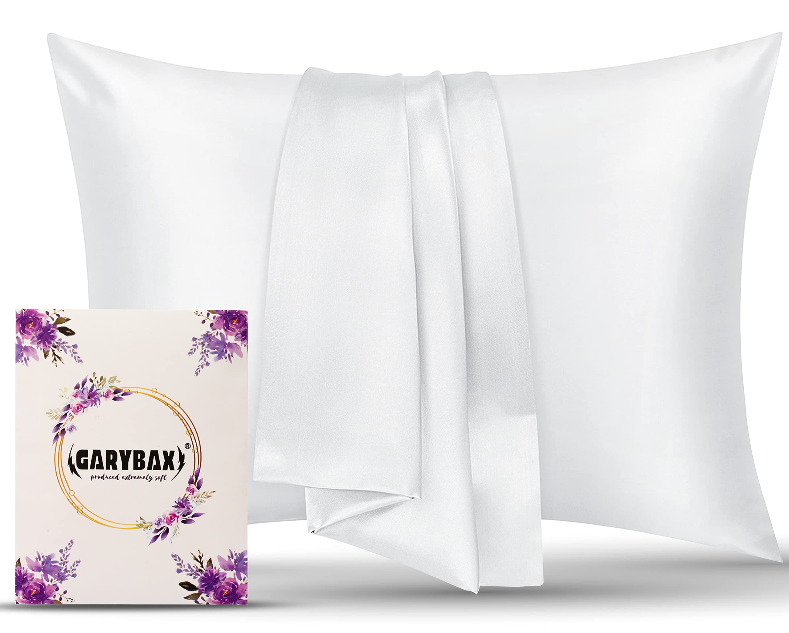 GARYBAX 19 Momme 100%,Mulberry Silk Pillowcase-Hypoallergenic Luxurious Pillow Cases for Hair & Skin Care, UK Standard Size 50cm x 75cm-Anti-Wrinkle, Breathable, satin pillowcase with Hidden Zipper