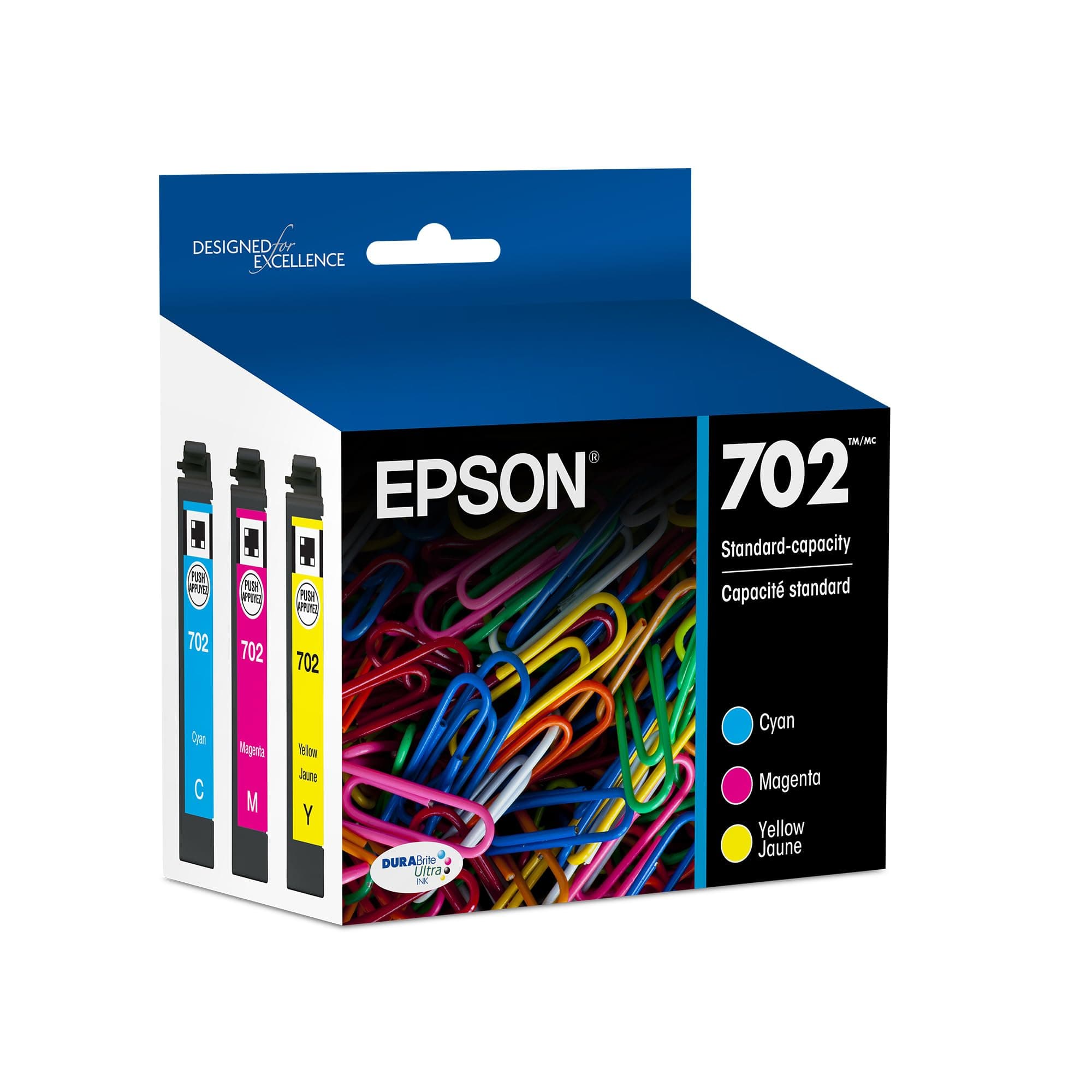 702 DURABrite Ultra Ink Standard Capacity Color Combo Pack (T702520-S) Works with WorkForce Pro WF-3720, 3730, 3733