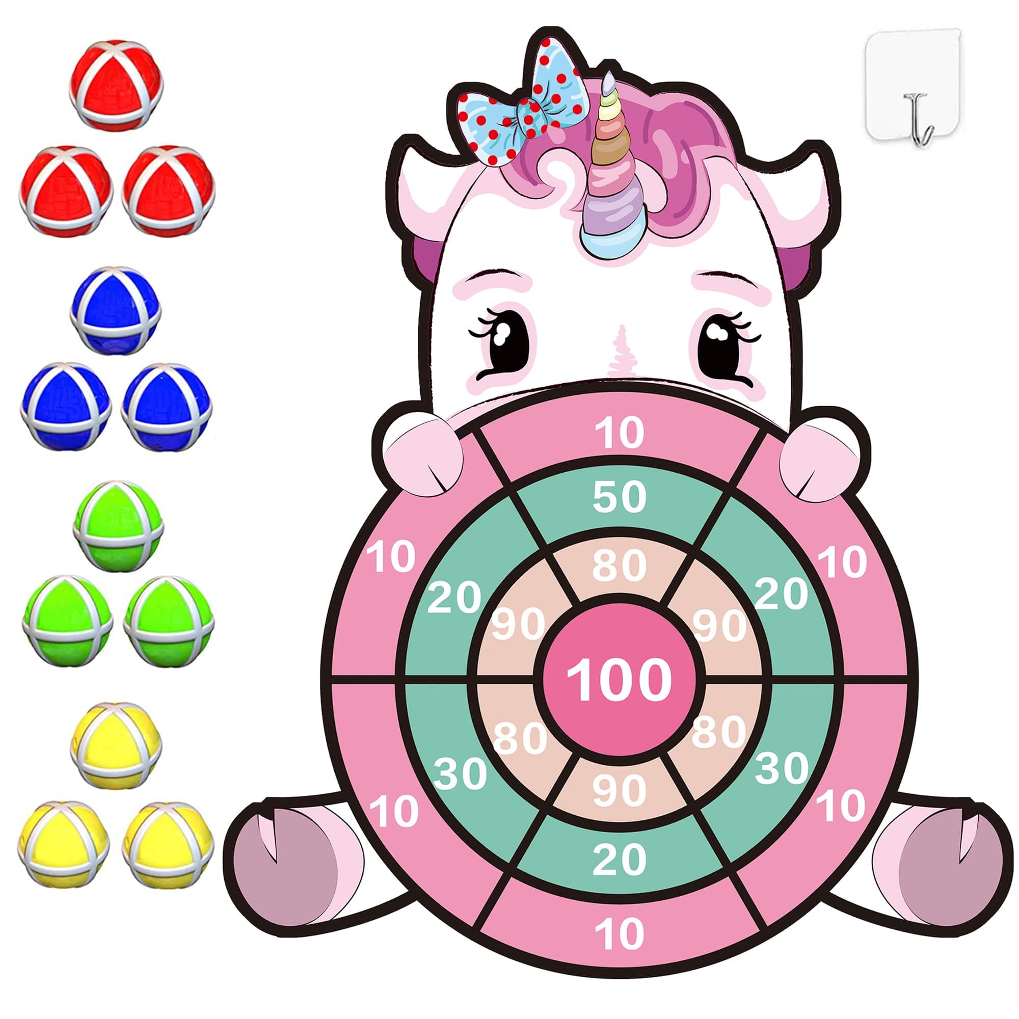 HONGID Unicorn Toys for 3-12 Year Old Girls,25”Large Dart Board Kids Toys for 6-12 Year Old Girls Teens Party Outdoor Games,Christmas Birthday Gifts for Girls Age 3-12, Pink (KL-2022)