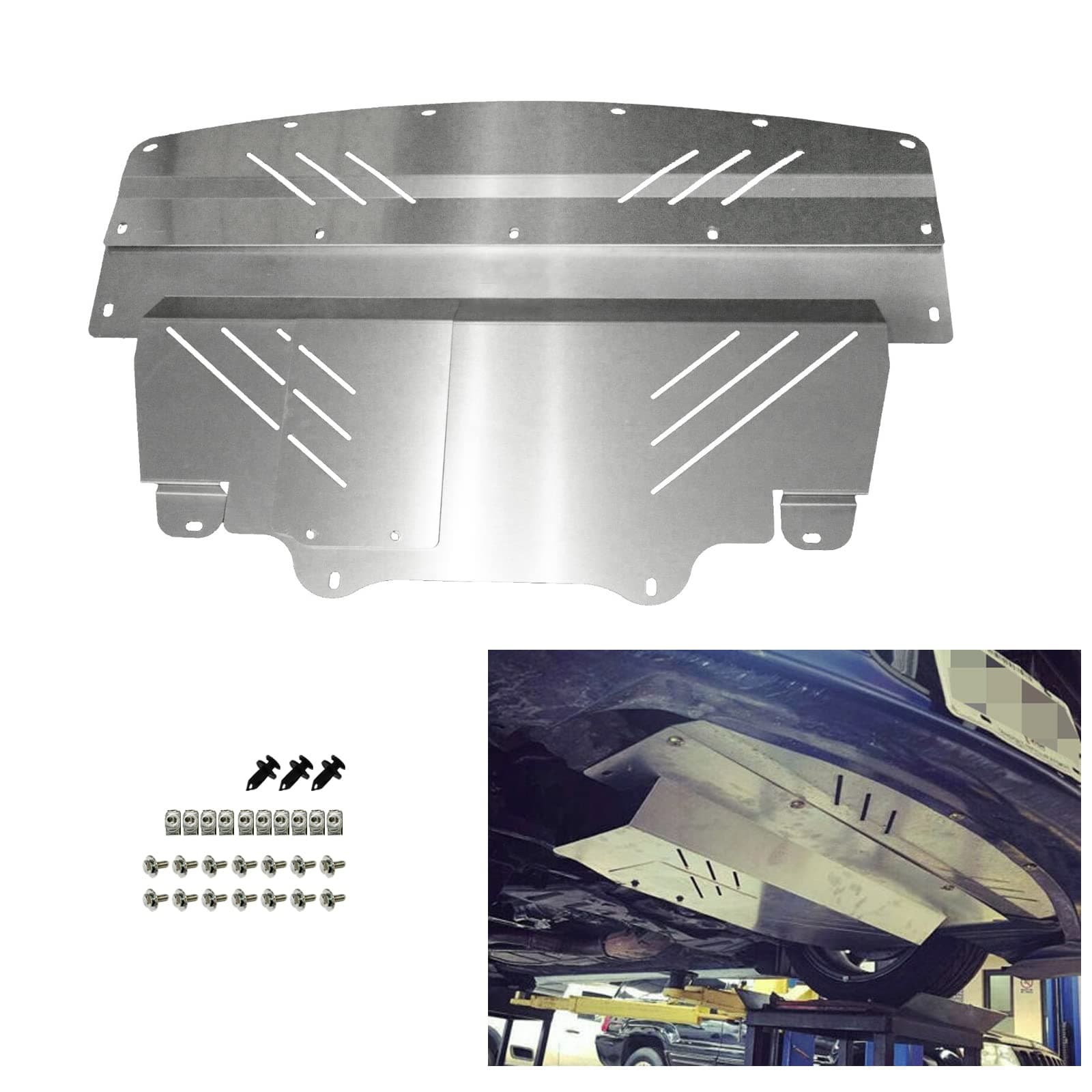 LAFORMO G35X G37X Skid Plate Cover - Lower Engine Cover Aluminum Compatible with 2007 2008 2009 2010 2011 2012 2013 Infiniti G35X G37X 3.5L 3.7L Engine Splash Shield Cover