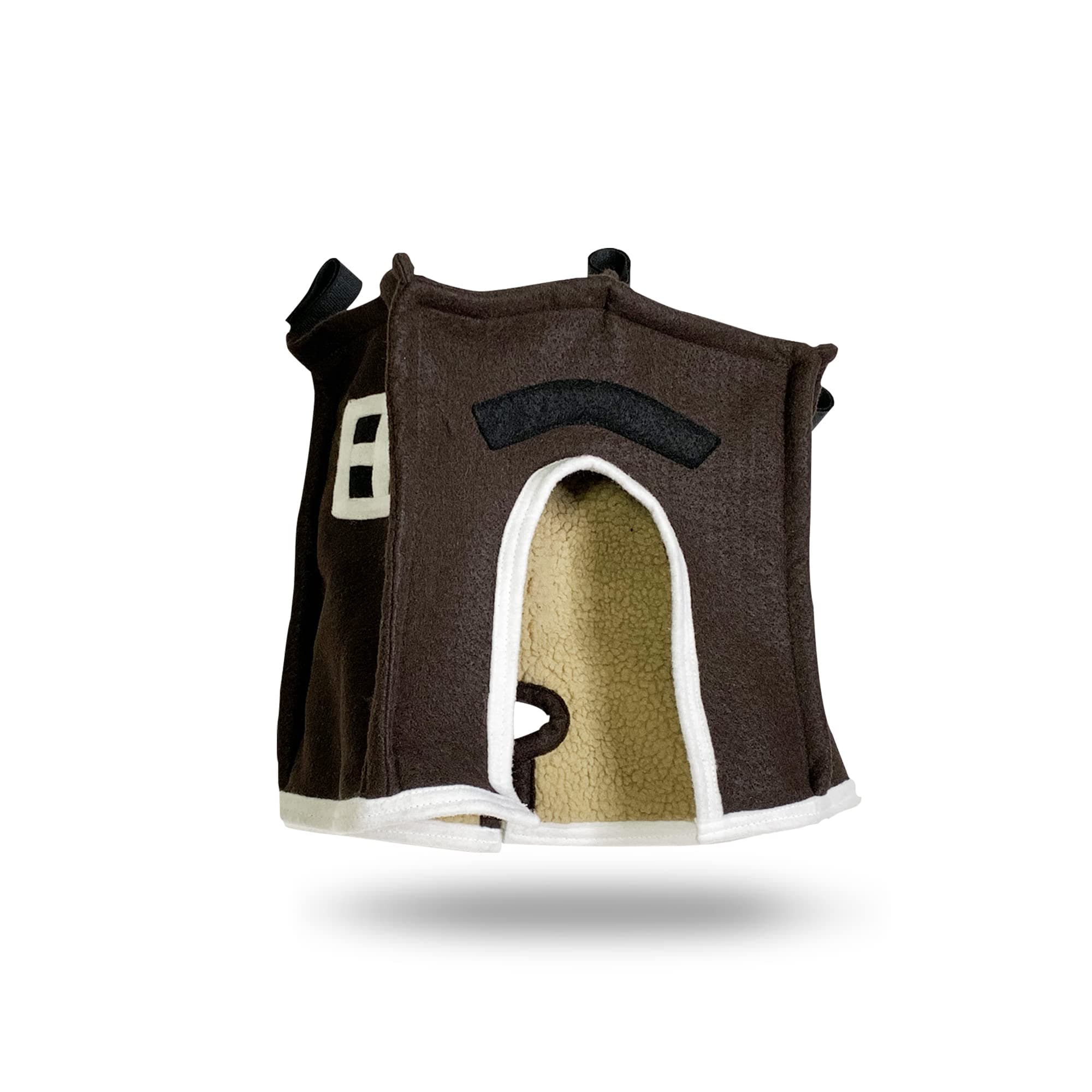 Crazy K Farm - Avian Haven Bird Hut, Comfy Bird Snuggle Hut, Plush Pet Bird Hut for Sleeping and Snuggling, Hanging Bird Cage Hut with Sherpa, Cozy Bird Cage Accessories Small, Brown